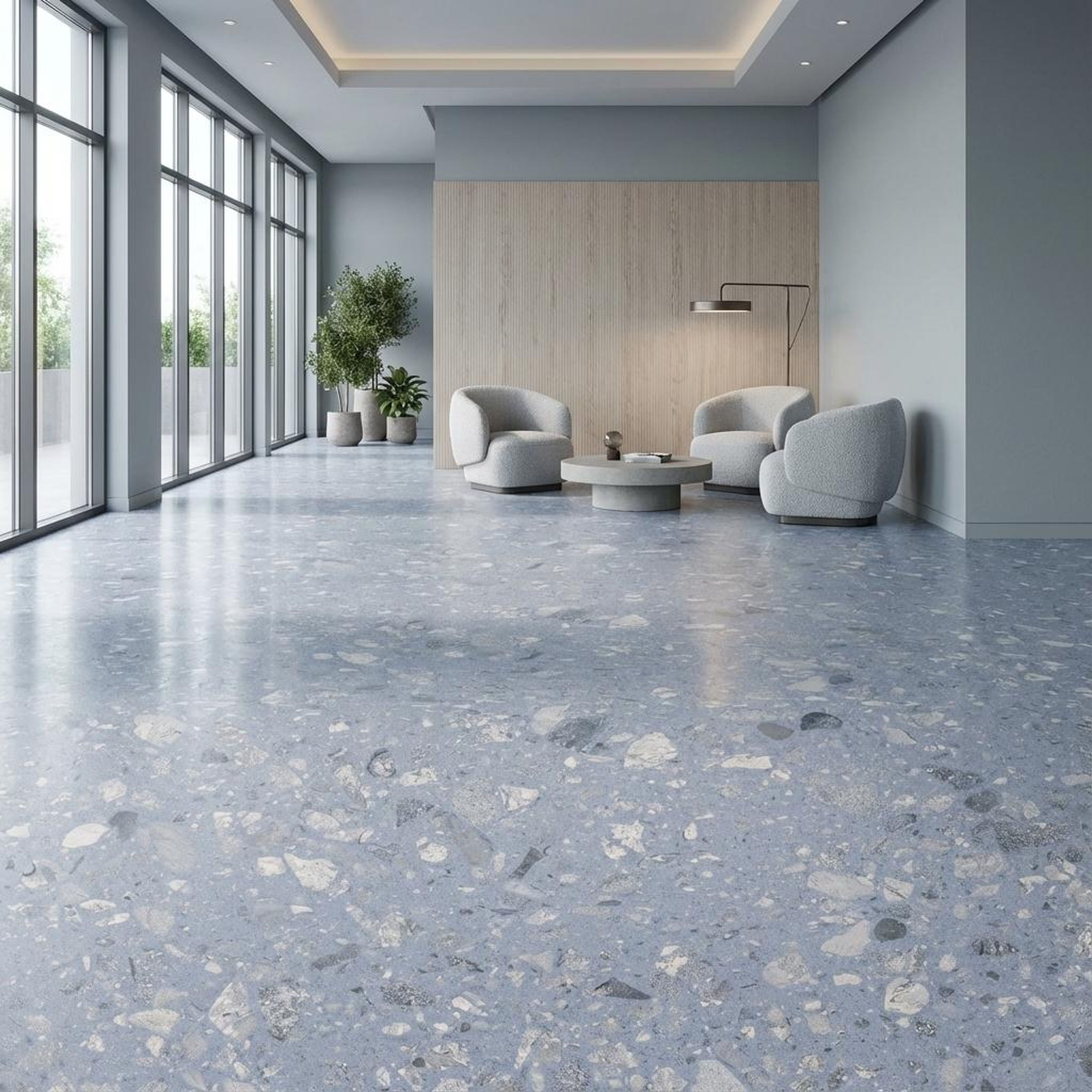 Fleck Viola Terrazzo, Light Grey, Terrazzo, Tiles - Vitrified - Full Body, 4 x 2 ft, 9 mm