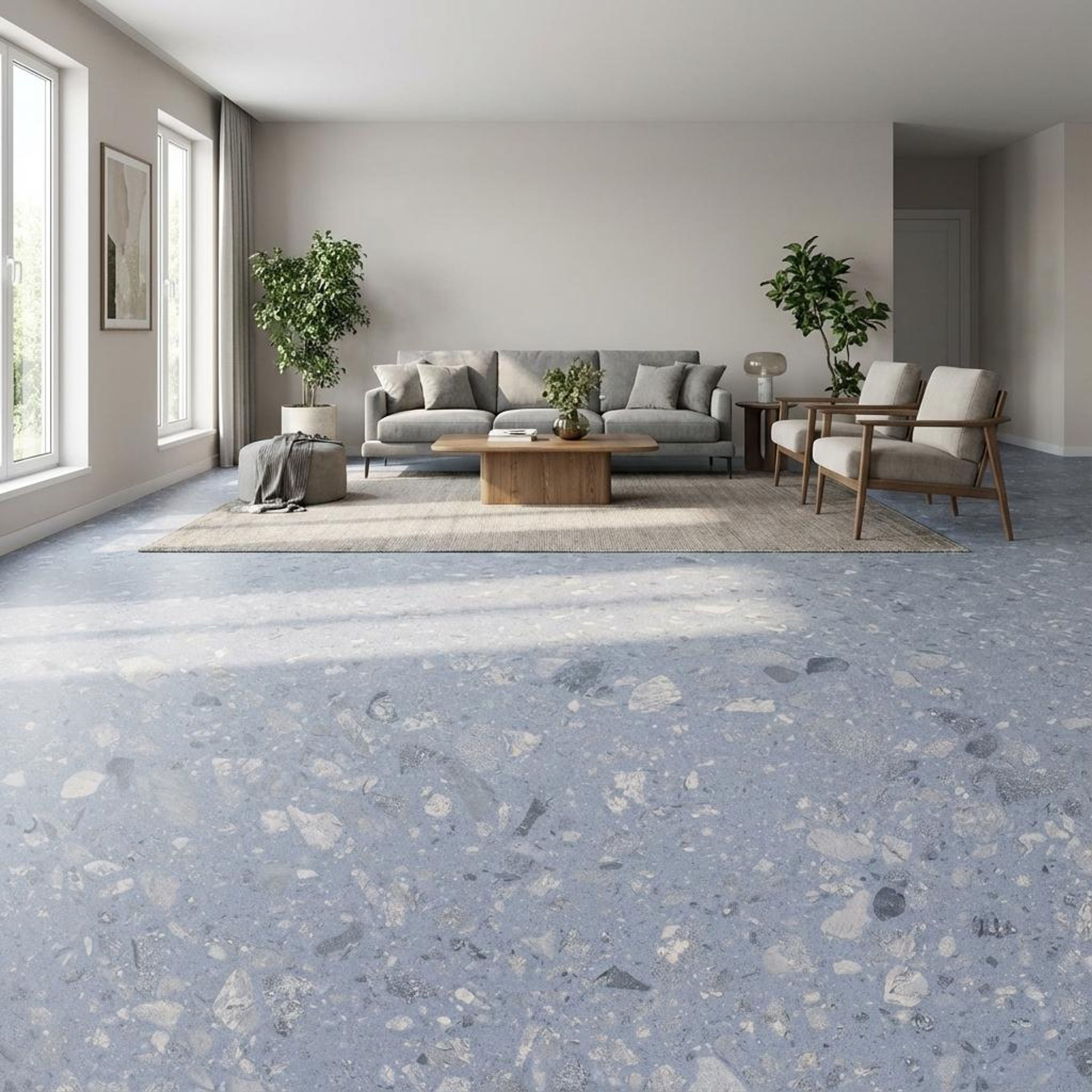 Fleck Viola Terrazzo, Light Grey, Terrazzo, Tiles - Vitrified - Full Body, 4 x 2 ft, 9 mm