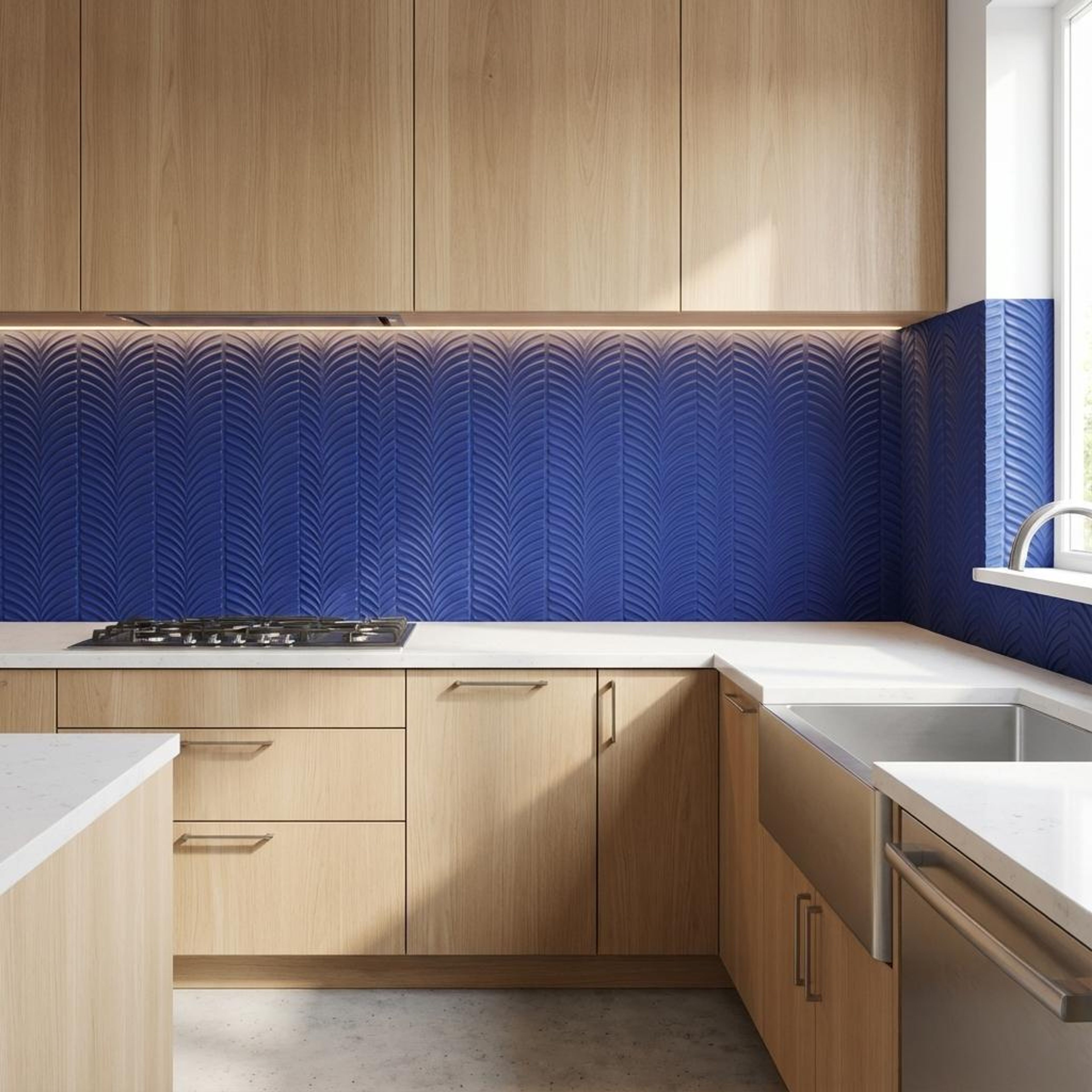 Sapphire Textured Metro, Navy Blue, Subway, Tiles - Vitrified - Full Body, 1 x 0.25 ft, 9 mm
