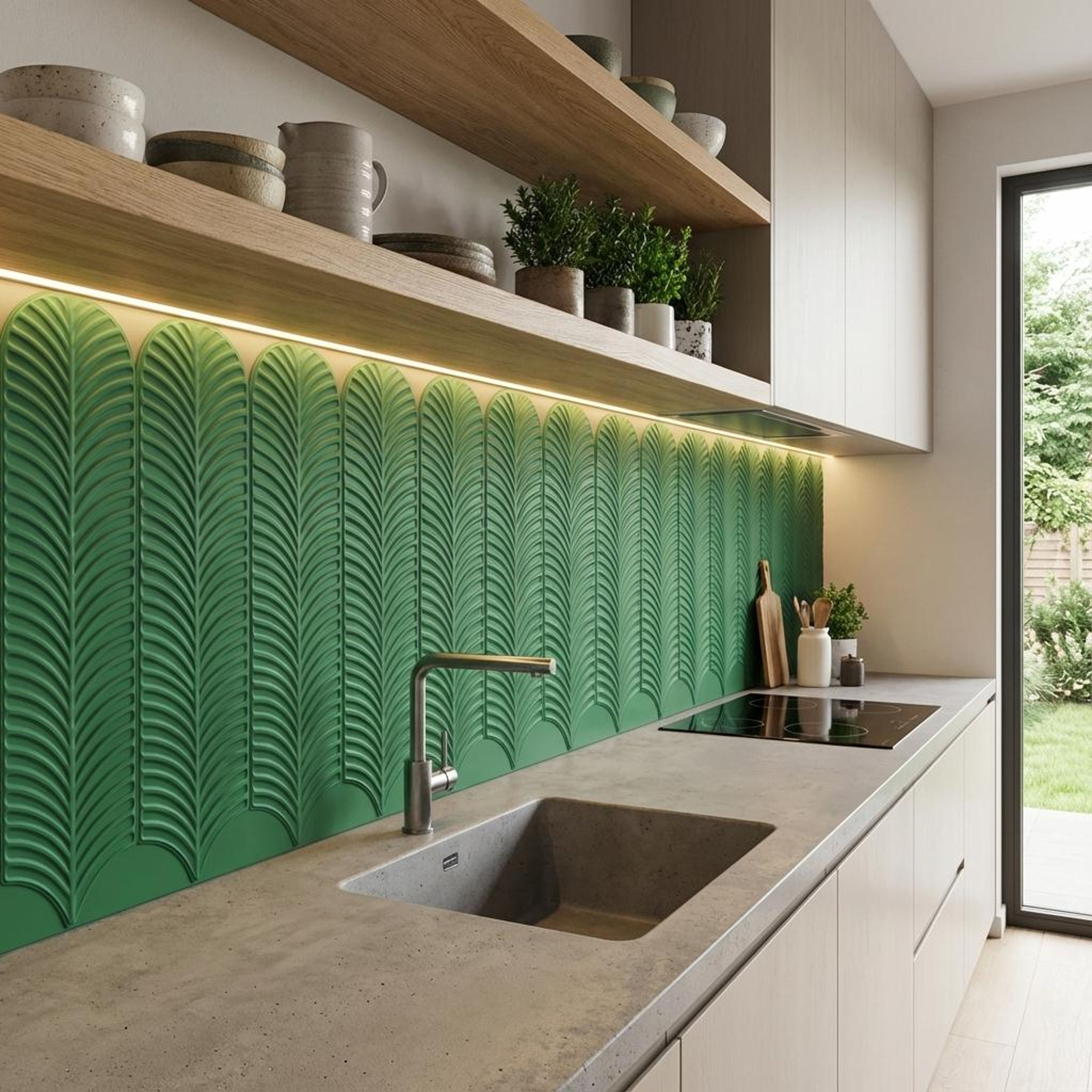Emerald Lustre Metro, Dark Green, Subway, Tiles - Vitrified - Full Body, 1 x 0.25 ft, 9 mm