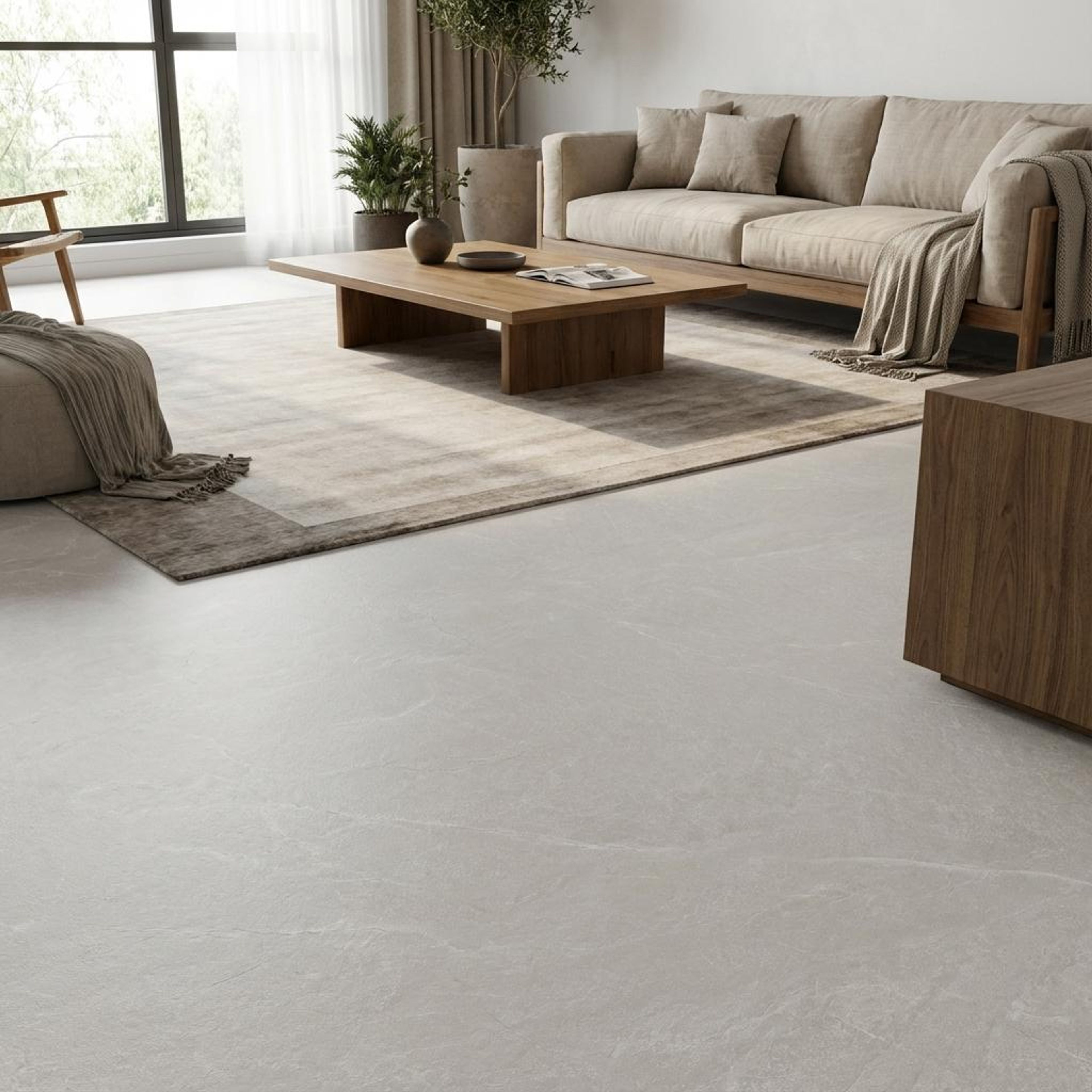 Runa Silver, Cream, Stone, Tiles - Ceramic, 4 x 2 ft, 9 mm