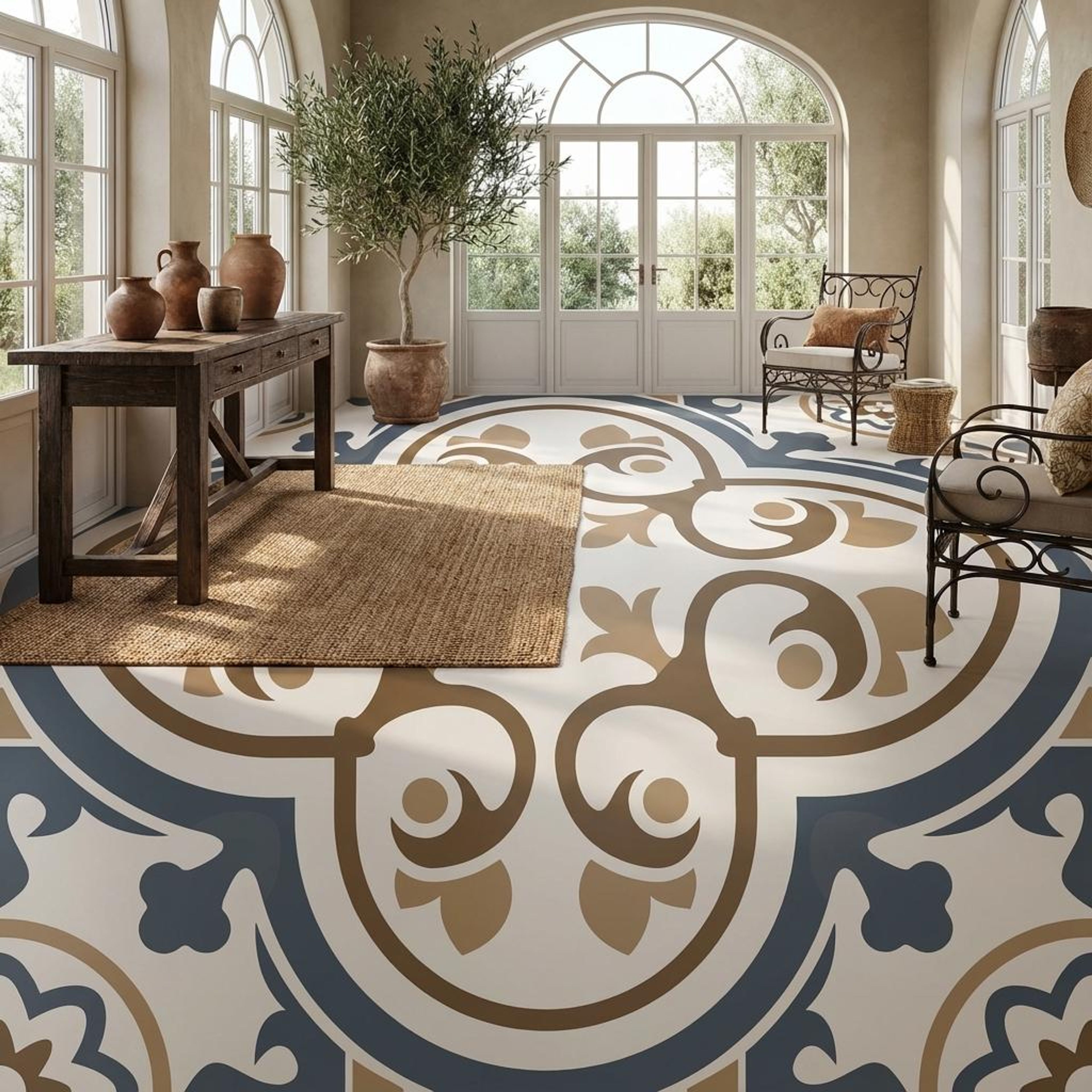 Morocal-231 Artistic, Cream, Printed, Tiles - Vitrified - Full Body, 1 x 1 ft, 9 mm