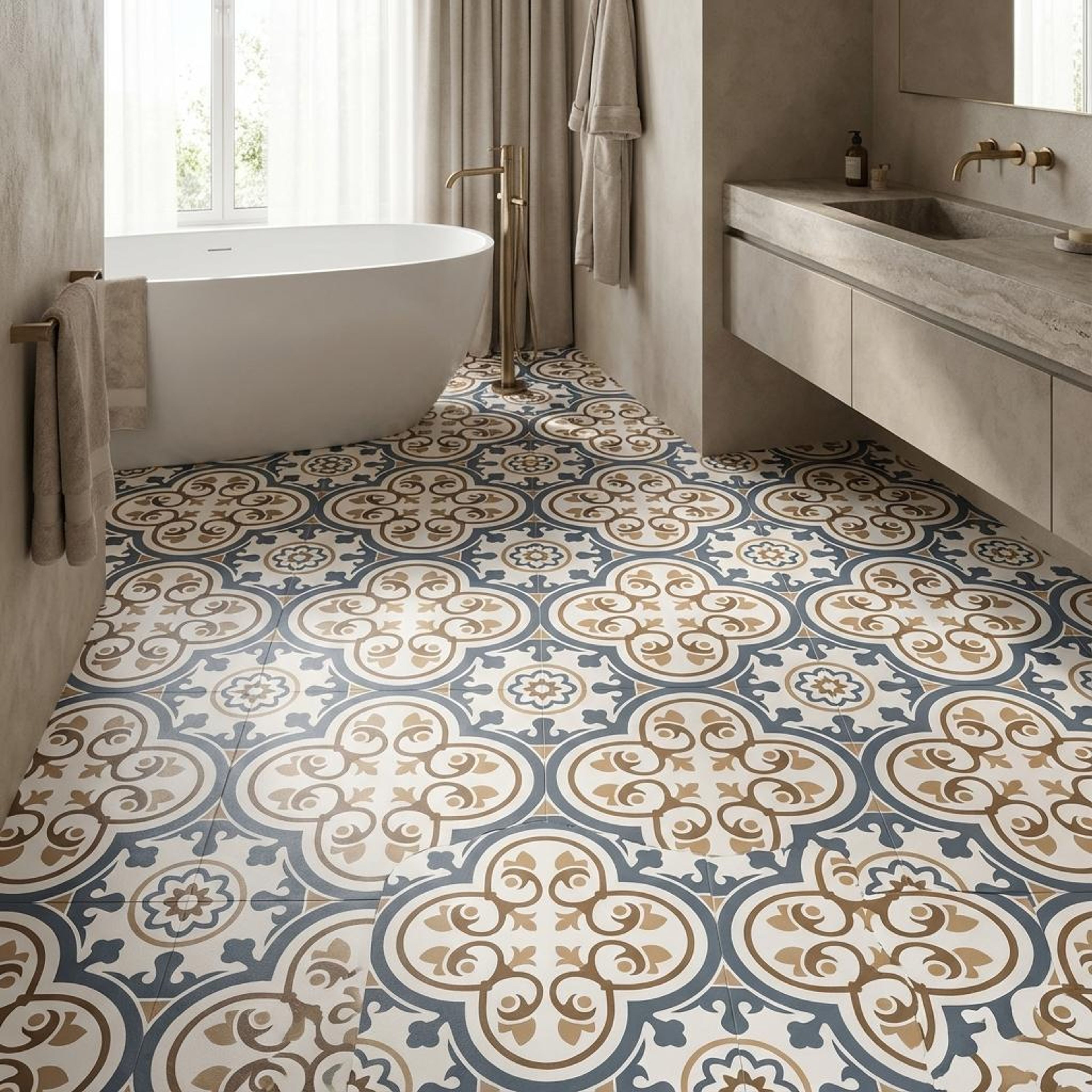 Morocal-231 Artistic, Cream, Printed, Tiles - Vitrified - Full Body, 1 x 1 ft, 9 mm