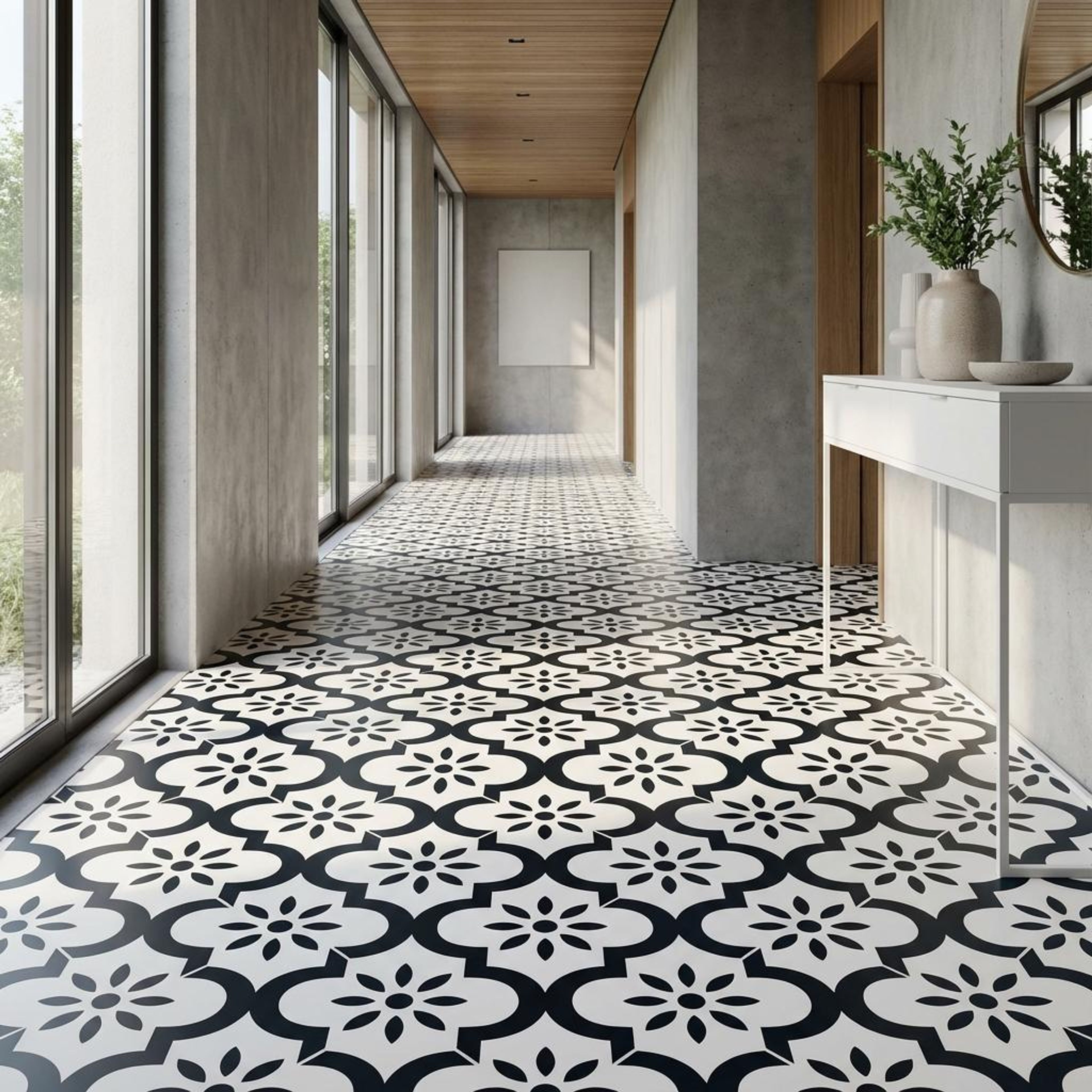 Morocal-172 Artistic, Medium Grey, Printed, Tiles - Vitrified - Full Body, 1 x 1 ft, 9 mm