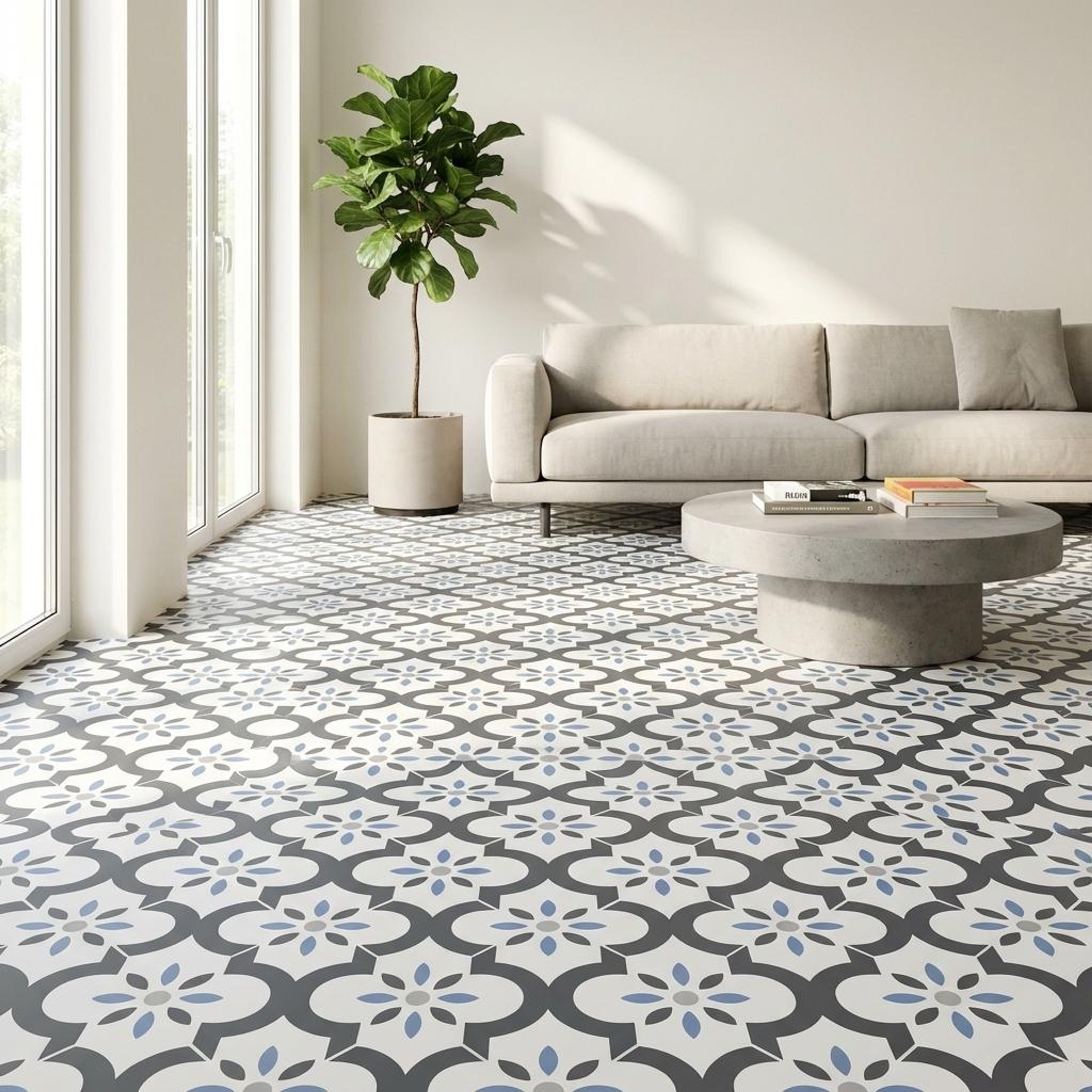 Morocal-171 Artistic, Light Grey, Printed, Tiles - Vitrified - Full Body, 1 x 1 ft, 9 mm