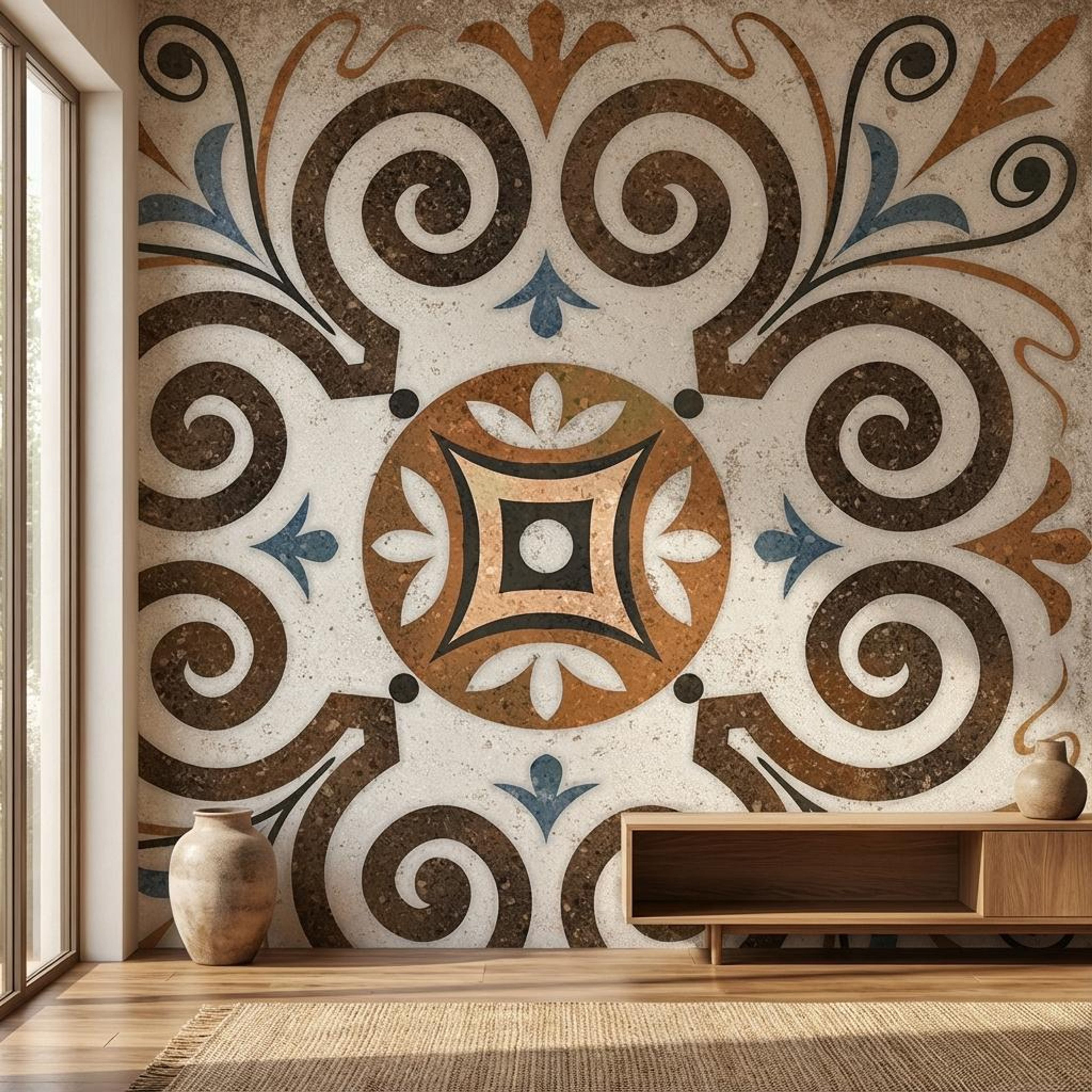 Heritage Brown Artistic, Terracotta, Printed, Tiles - Vitrified - Full Body, 2 x 2 ft, 9 mm