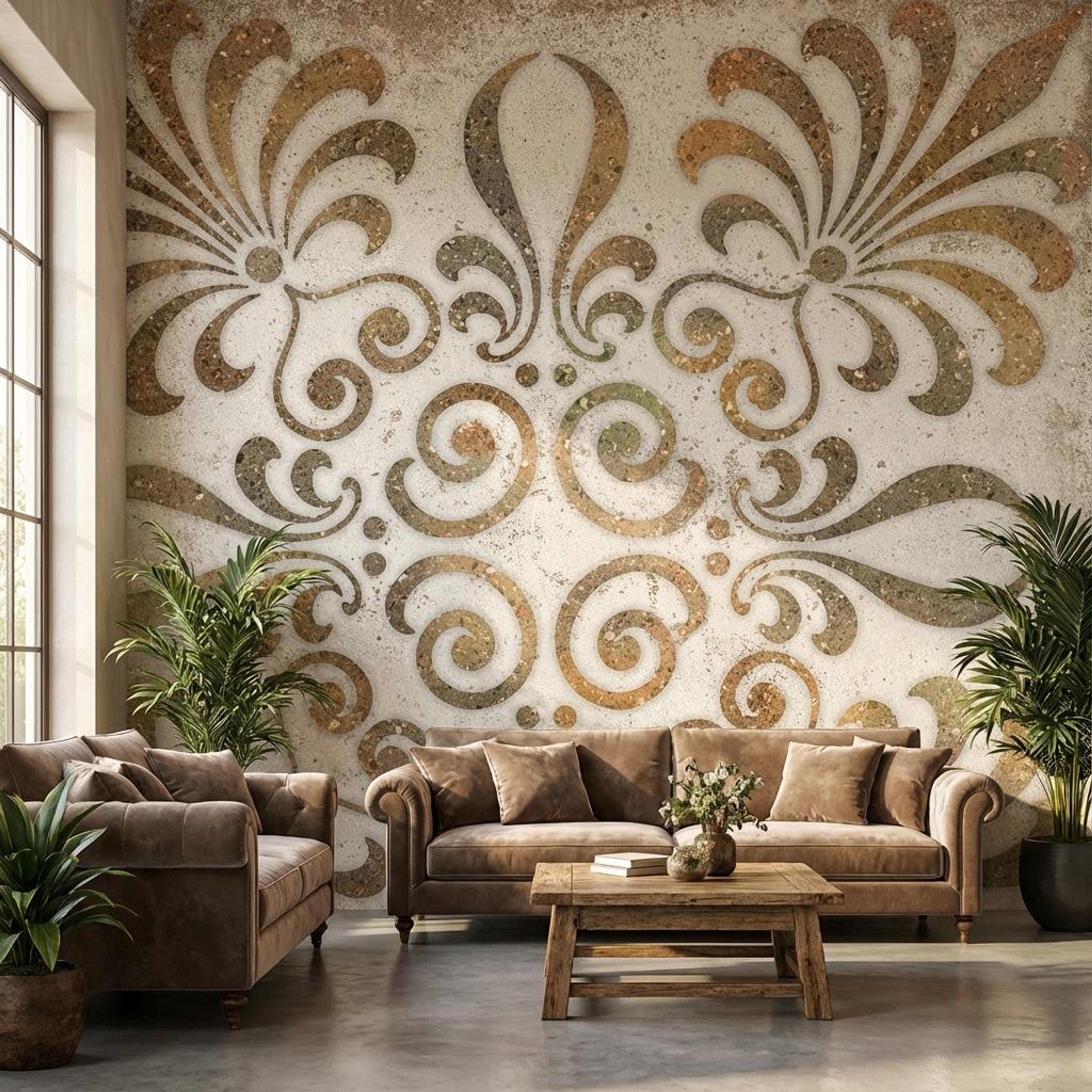 Botanic Pine Cone Designer, Beige, Printed, Tiles - Vitrified - Full Body, 2 x 2 ft, 9 mm
