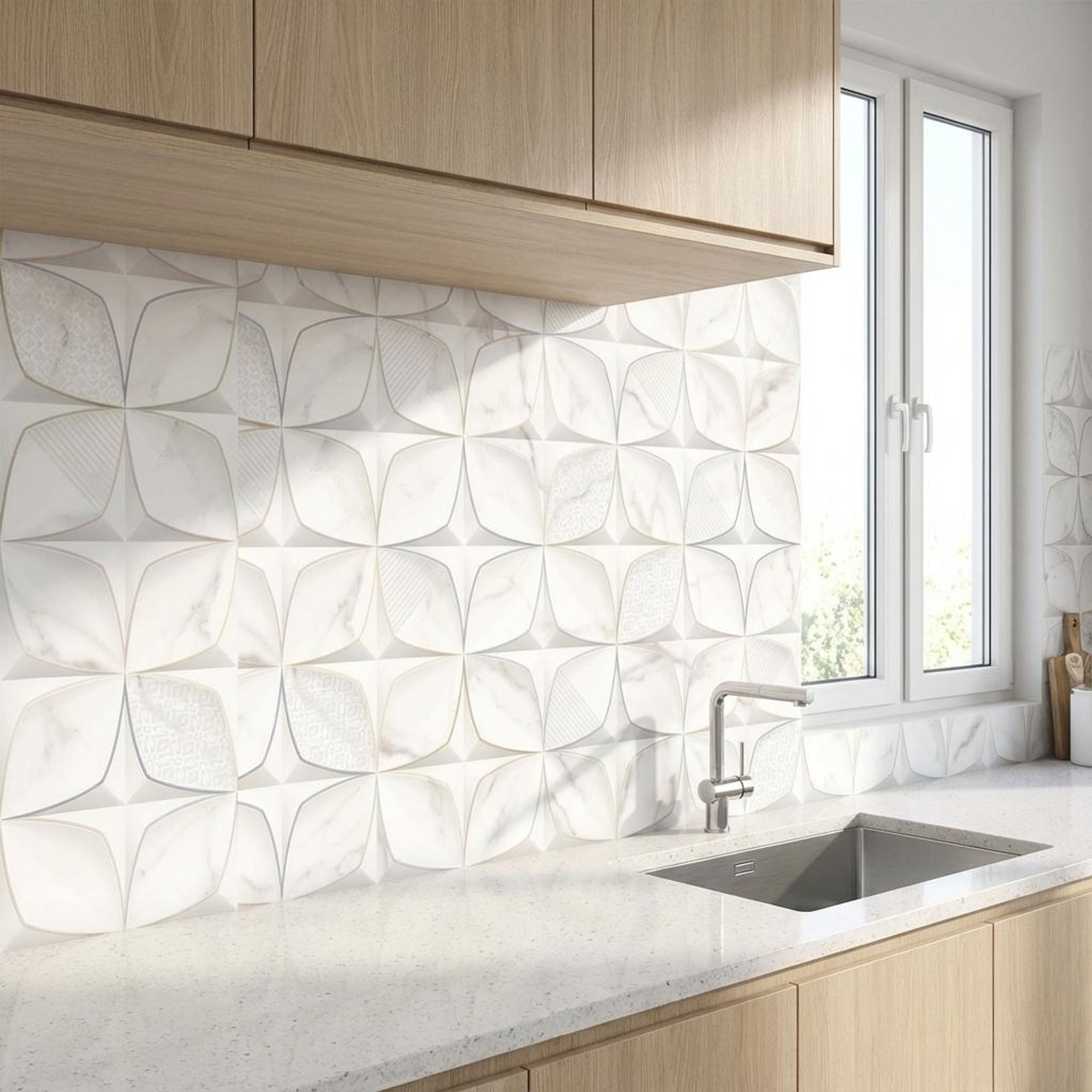 Refined 25221 HL 2, Warm White, Patterned, Tiles - Vitrified - Full Body, 2 x 1 ft, 9 mm