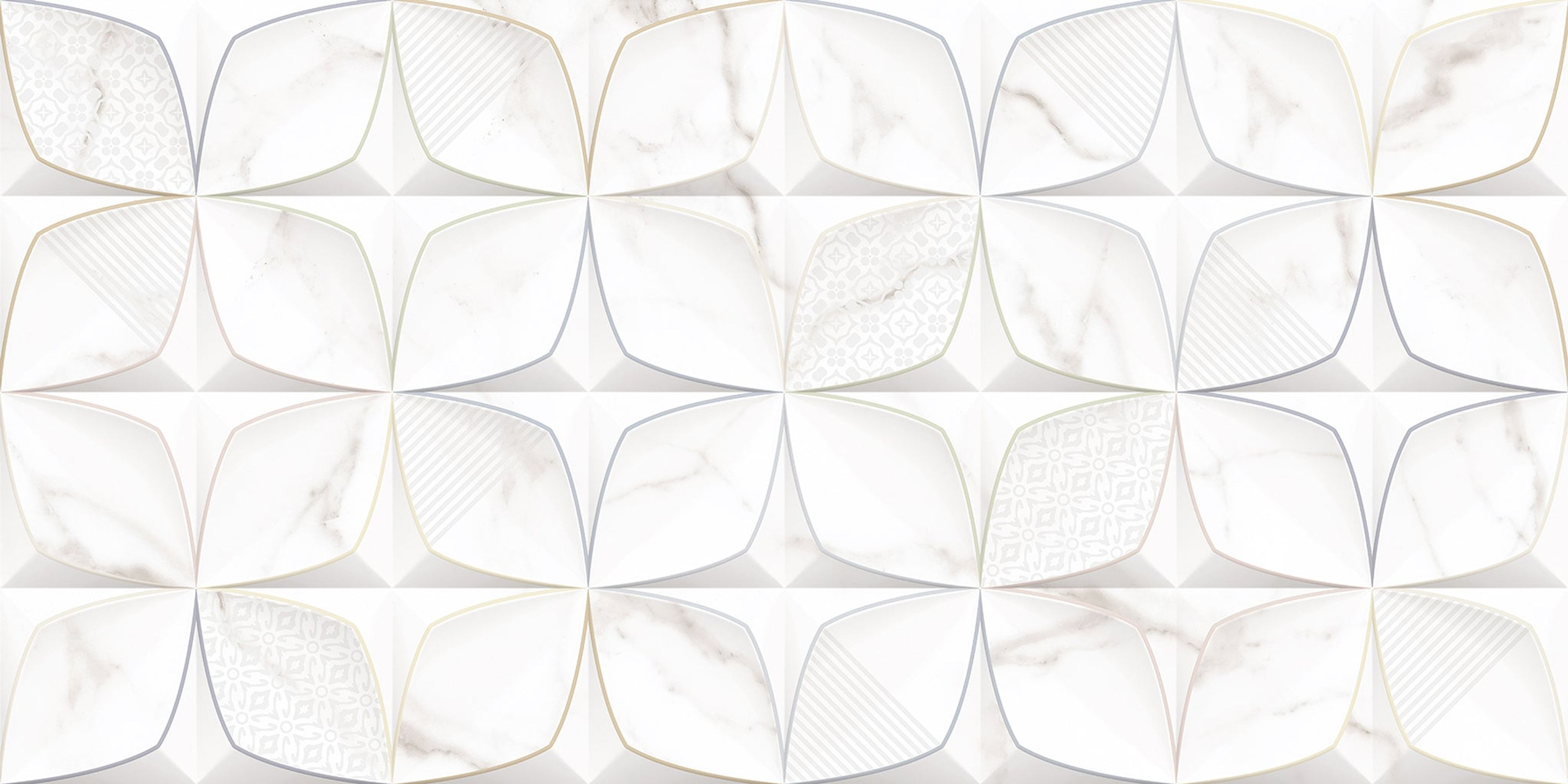Refined 25221 HL 2, Warm White, Patterned, Tiles - Vitrified - Full Body, 2 x 1 ft, 9 mm