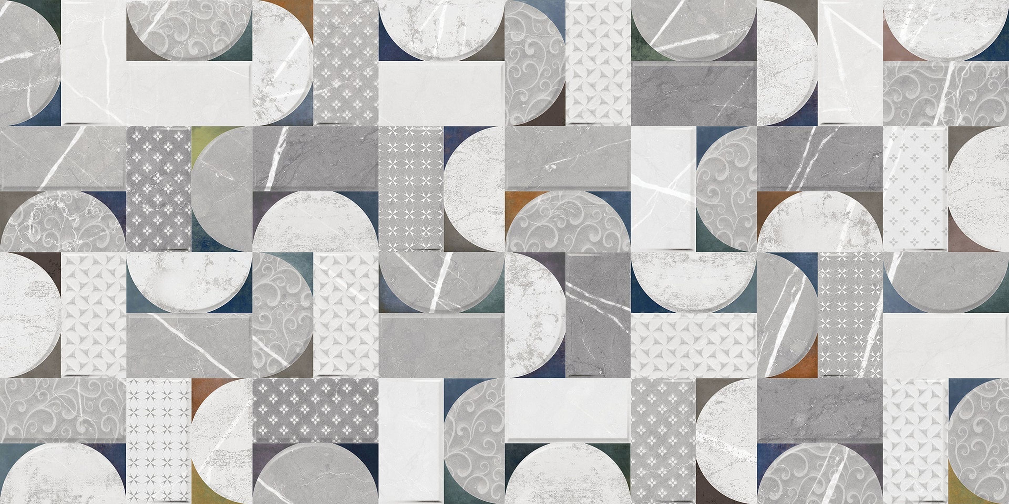 Elegant 25130 HL, Light Grey, Patterned, Tiles - Vitrified - Full Body, 2 x 1 ft, 9 mm