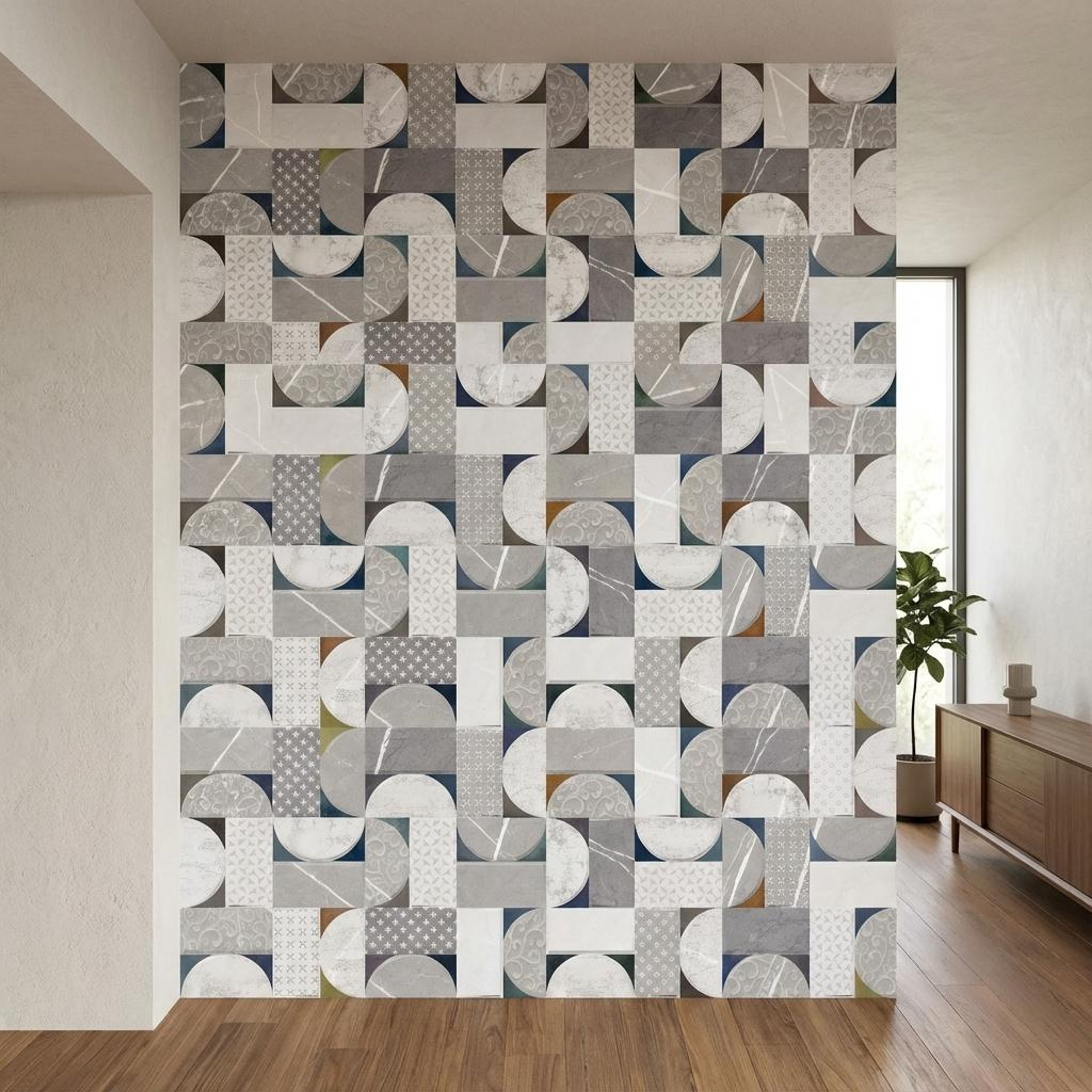 Elegant 25130 HL, Light Grey, Patterned, Tiles - Vitrified - Full Body, 2 x 1 ft, 9 mm