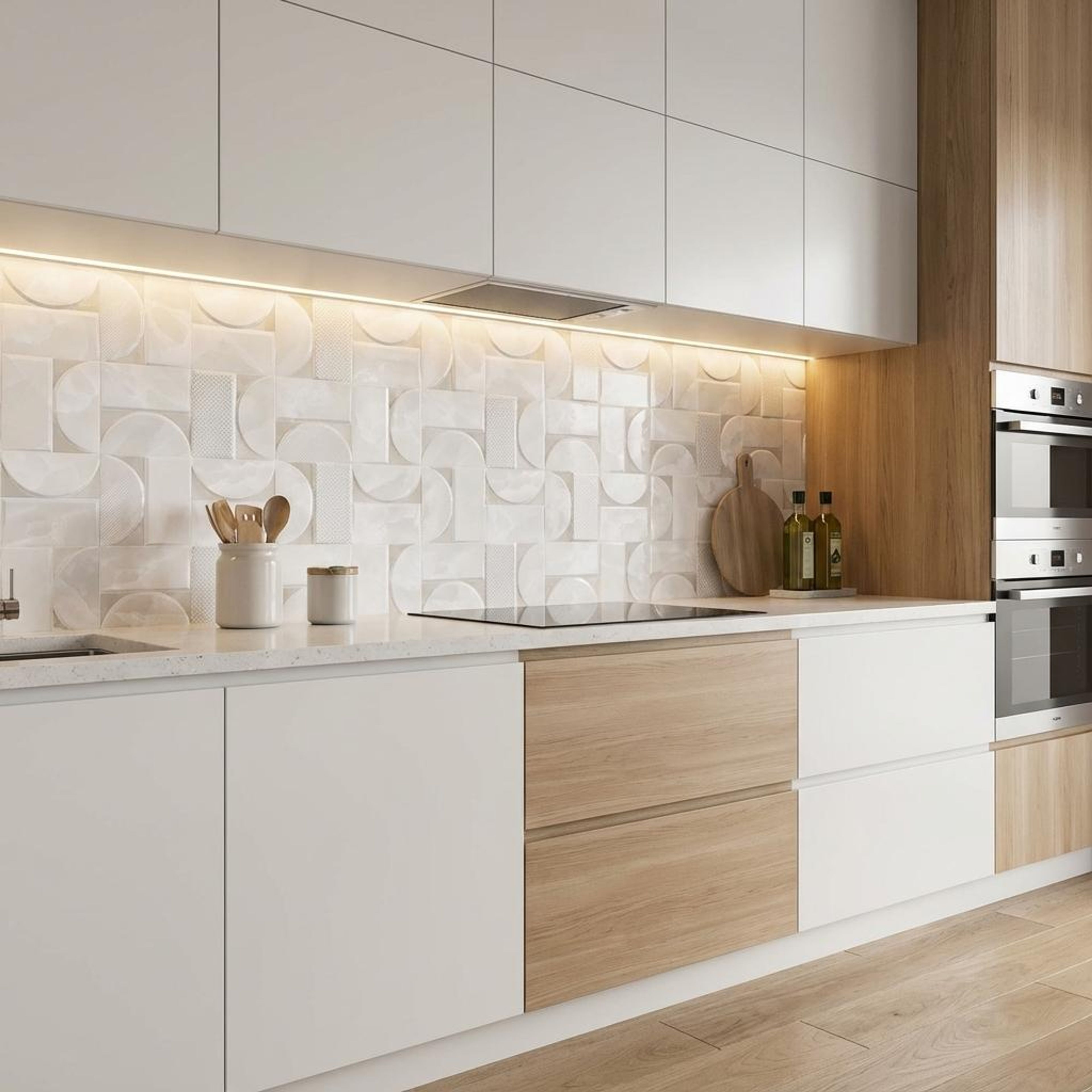 Refined 25114 HL, Warm White, Patterned, Tiles - Vitrified - Full Body, 2 x 1 ft, 9 mm