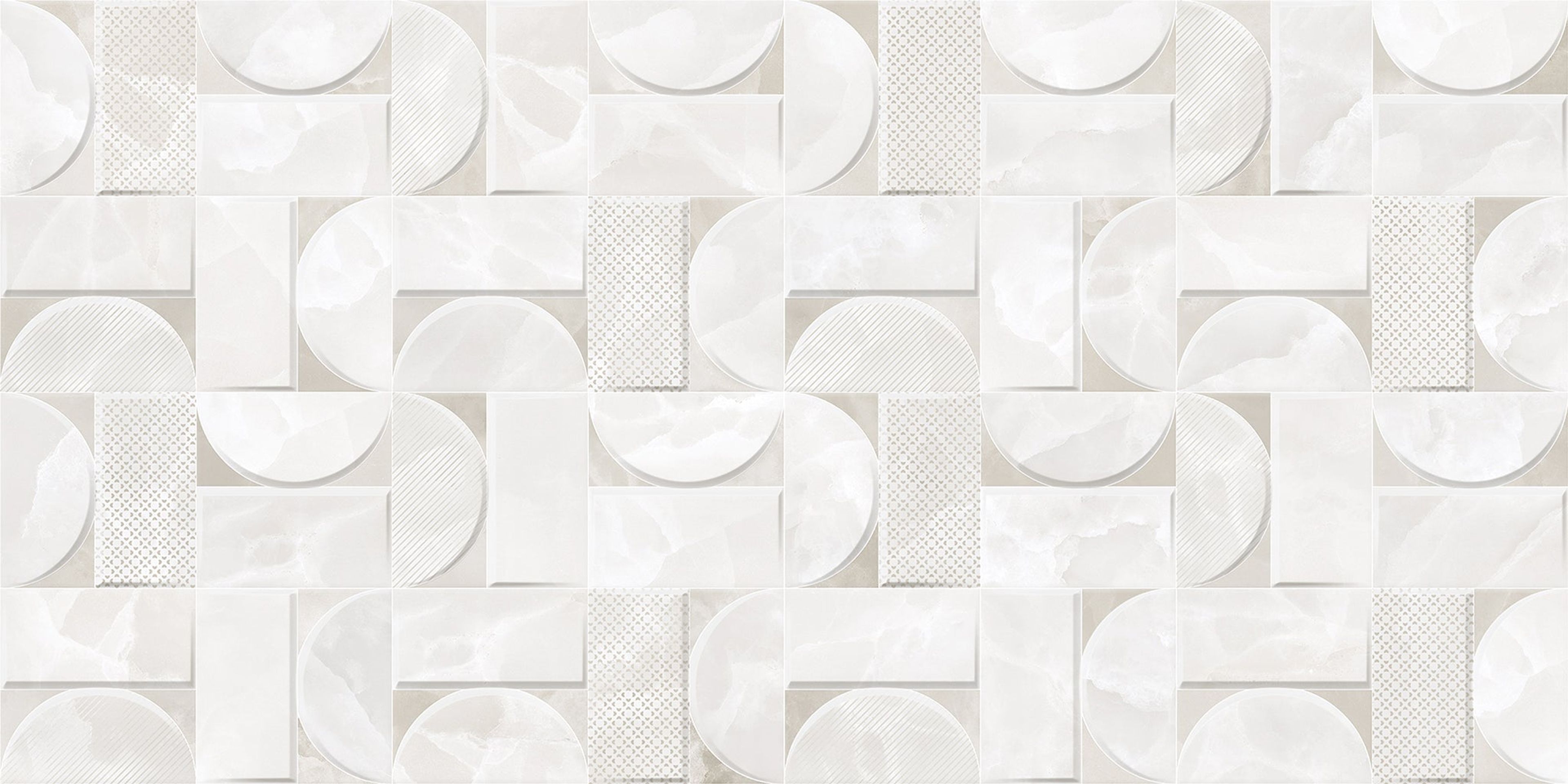 Refined 25114 HL, Warm White, Patterned, Tiles - Vitrified - Full Body, 2 x 1 ft, 9 mm