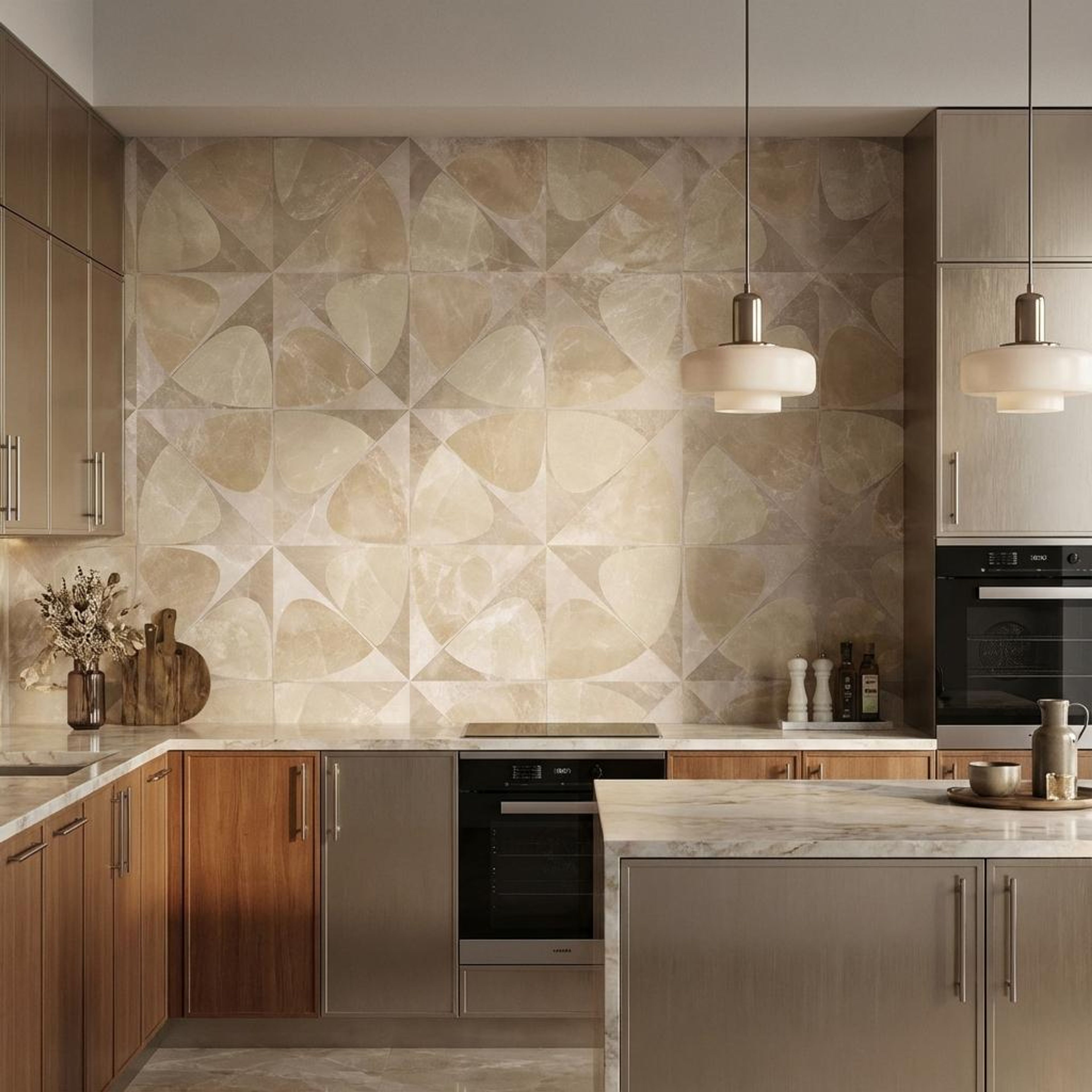 Refined Onyx Champagne, Beige, Patterned, Tiles - Vitrified - Full Body, 4 x 2 ft, 9 mm