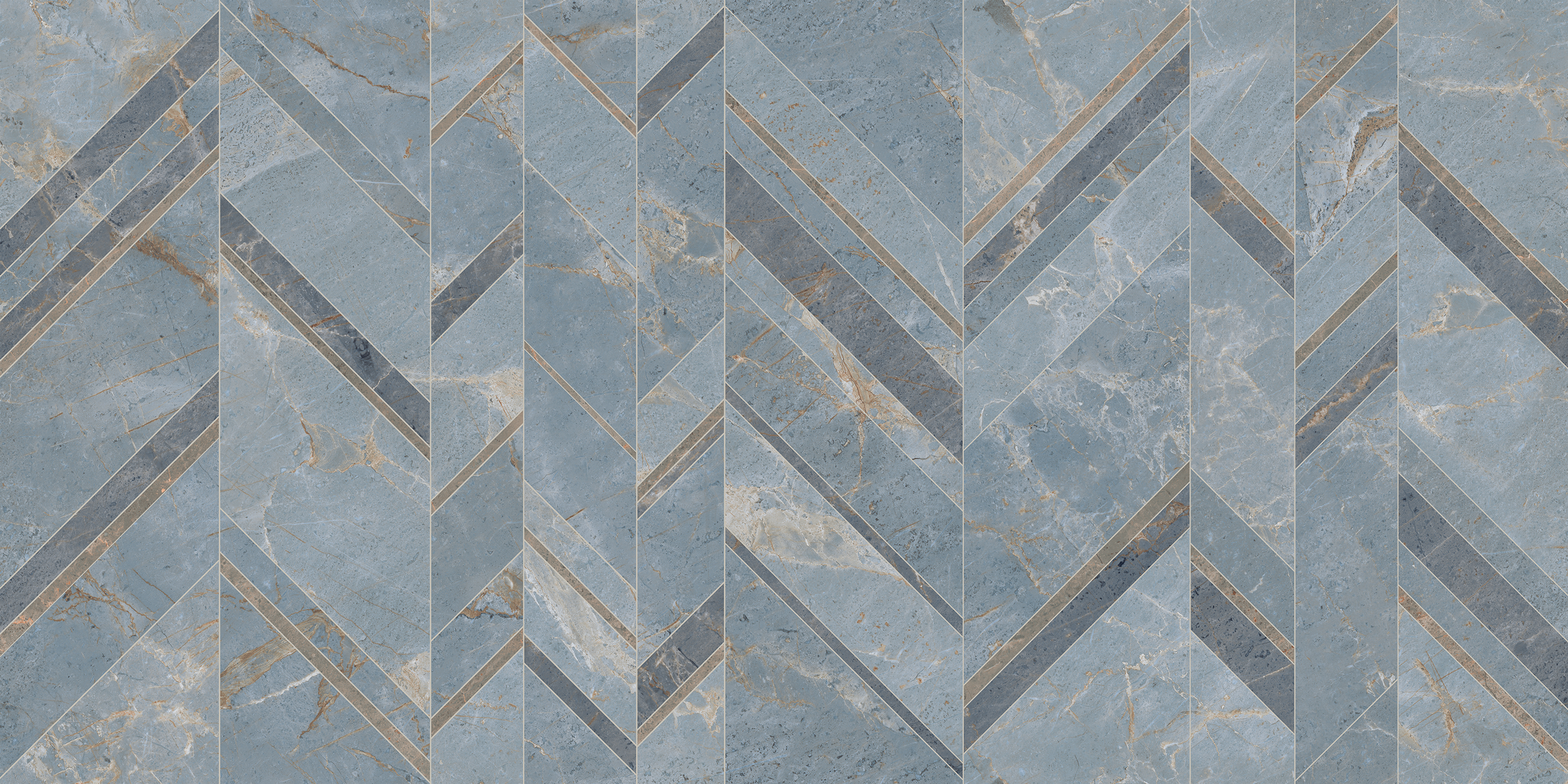 Refined Marmer Chevron, Medium Grey, Patterned, Tiles - Vitrified - Full Body, 4 x 2 ft, 9 mm