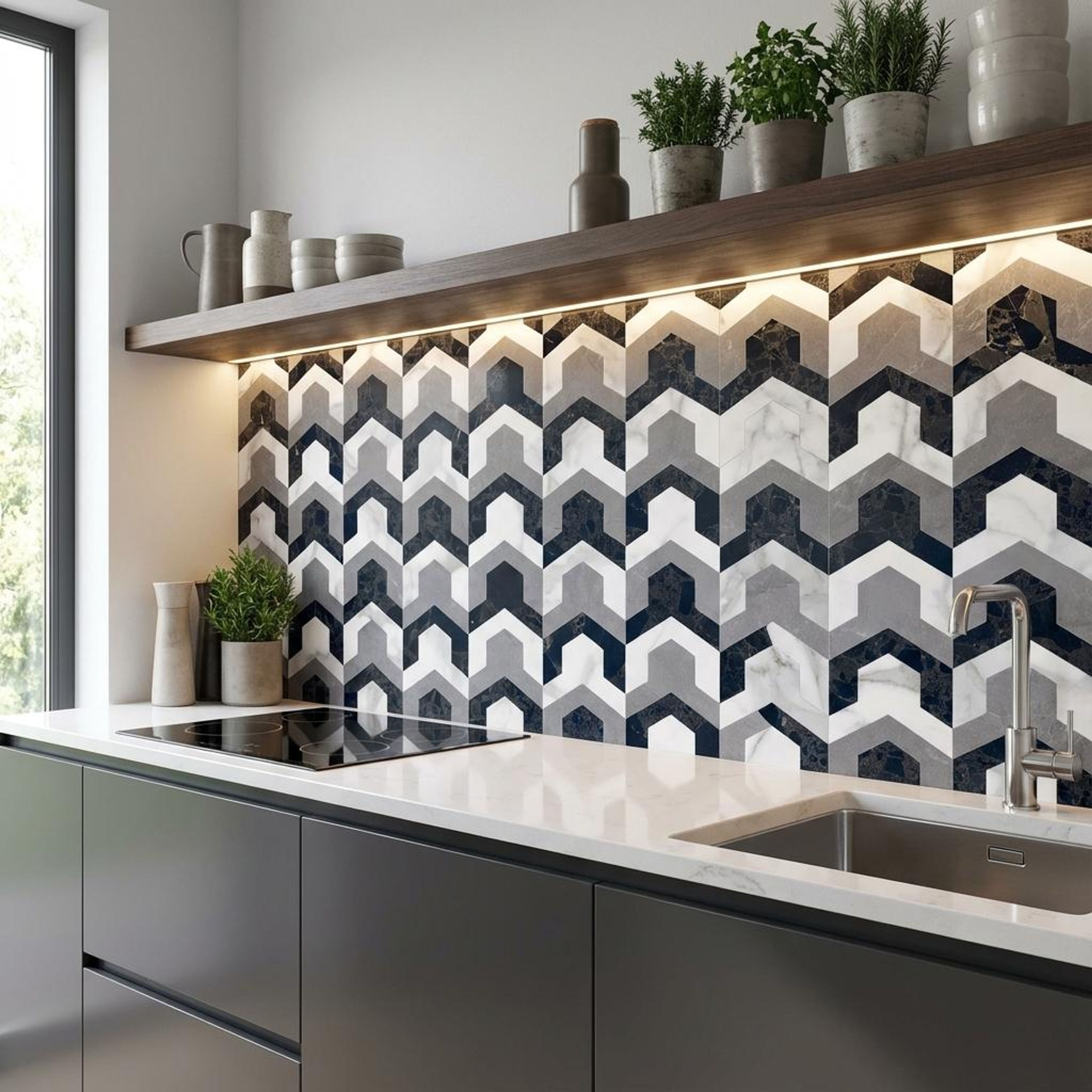 Ornate Staturio Proven, Medium Grey, Patterned, Tiles - Vitrified - Full Body, 4 x 2 ft, 9 mm