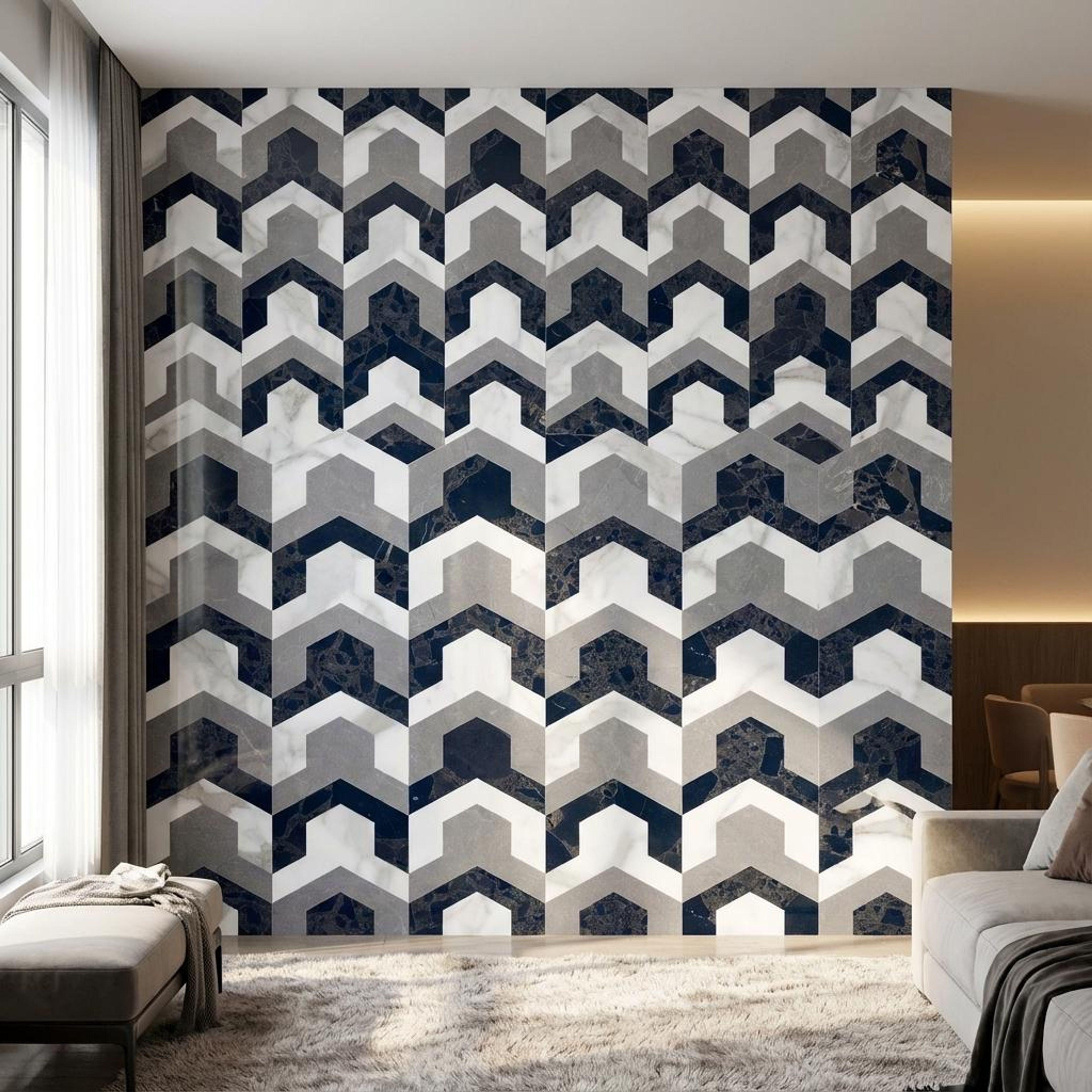 Ornate Staturio Proven, Medium Grey, Patterned, Tiles - Vitrified - Full Body, 4 x 2 ft, 9 mm