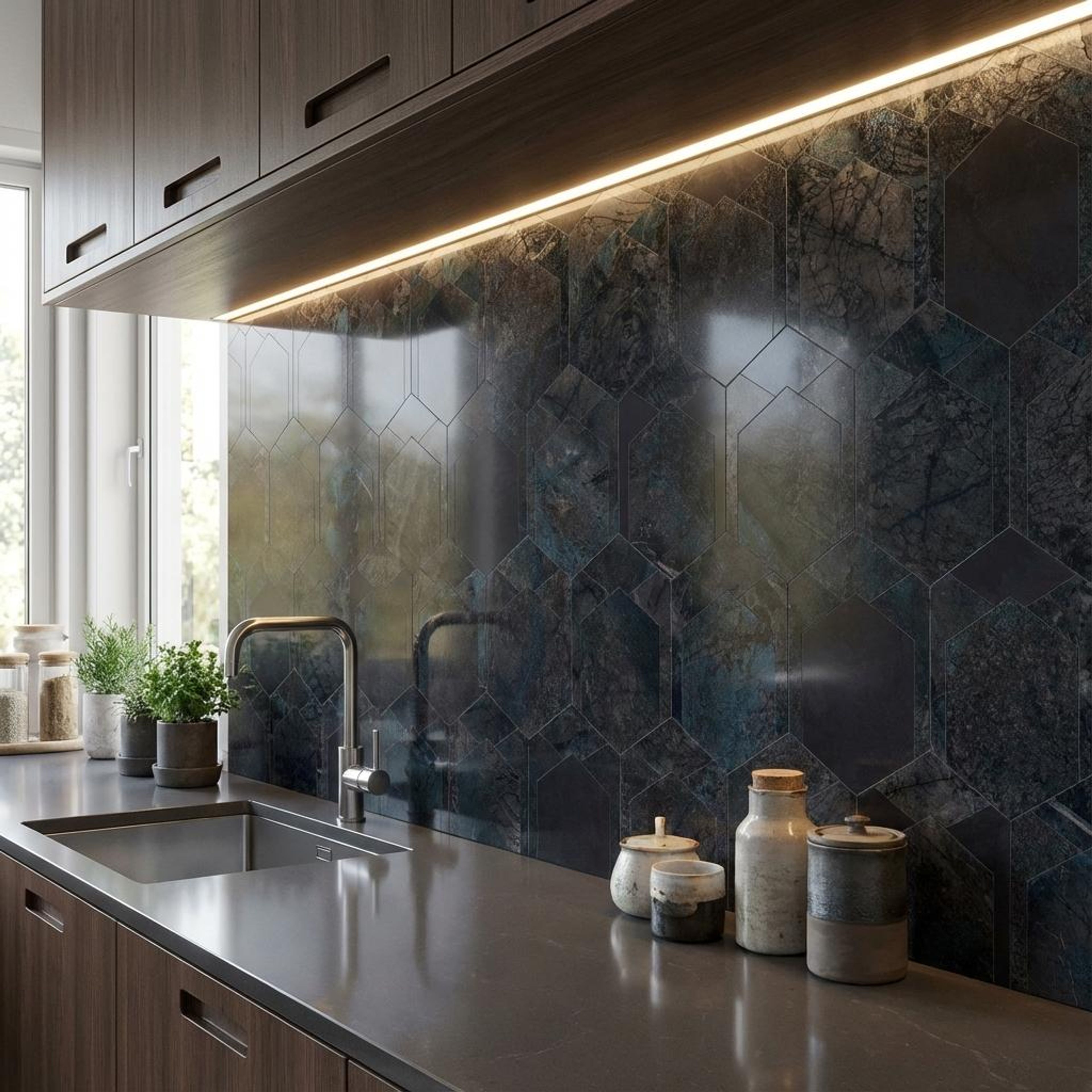 Elegant Obsidian Viola, Charcoal, Patterned, Tiles - Vitrified - Full Body, 4 x 2 ft, 9 mm