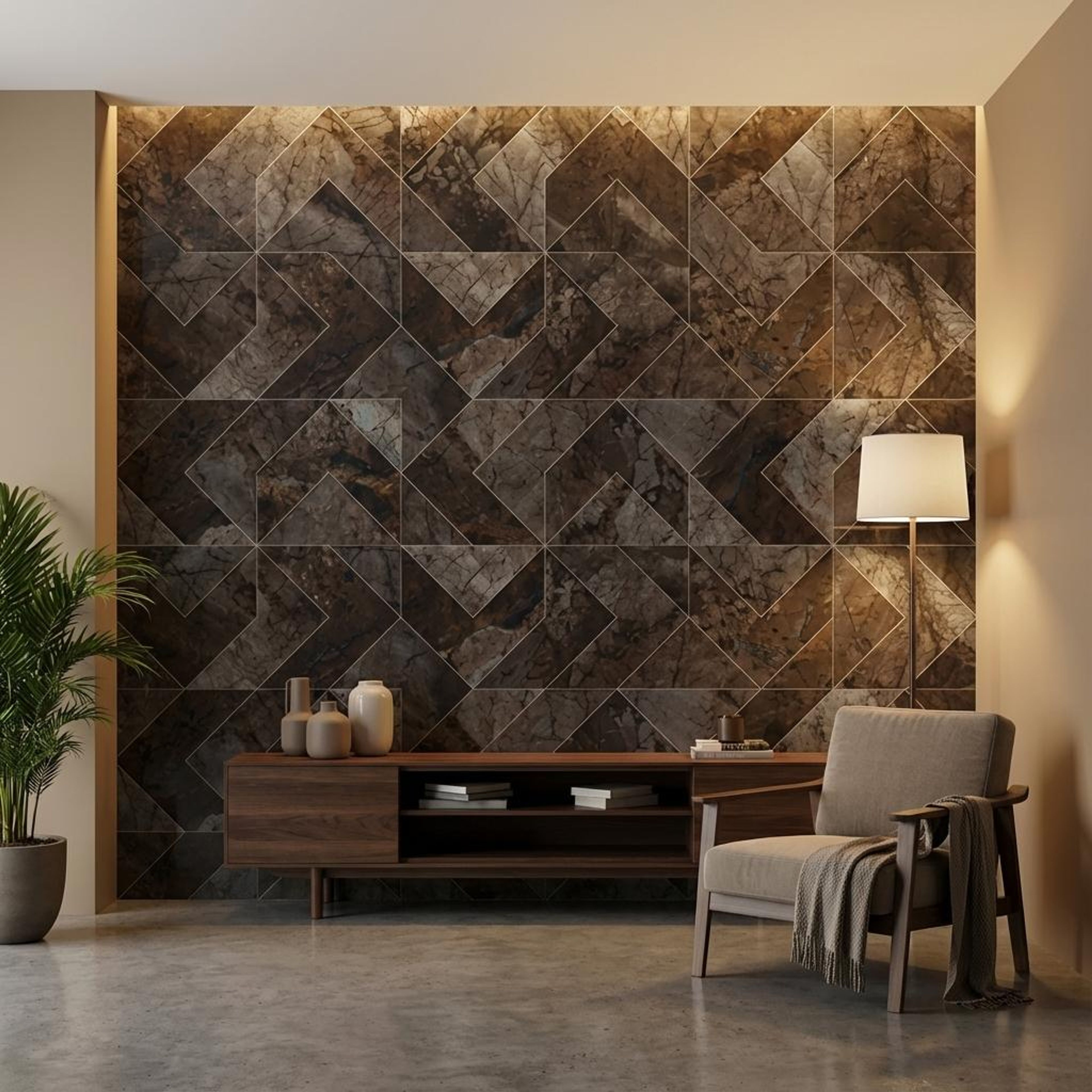 Elegant Lusso Coffee, Charcoal, Patterned, Tiles - Vitrified - Full Body, 4 x 2 ft, 9 mm