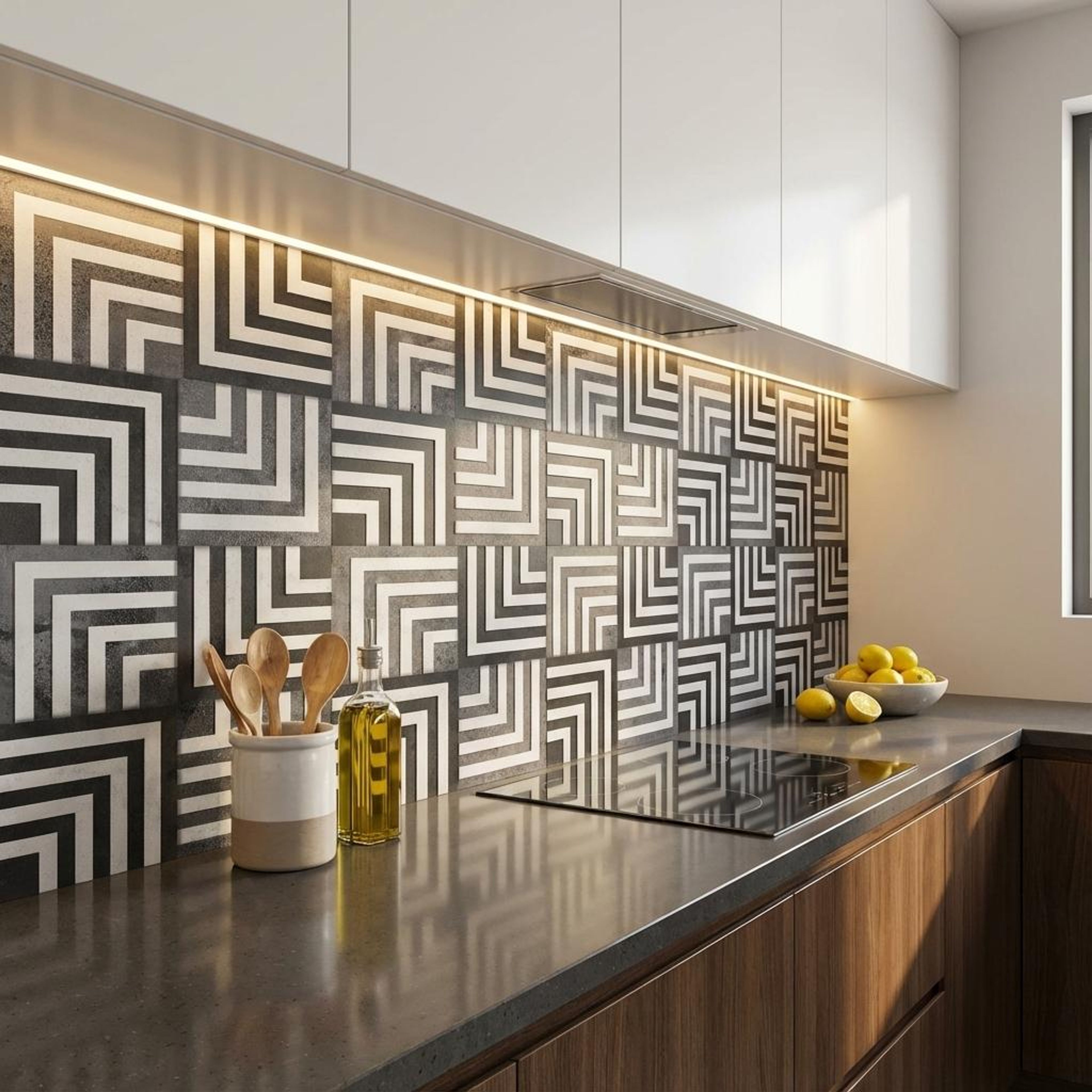 Sigma Noir Ornament, Medium Grey, Patterned, Tiles - Vitrified - Full Body, 4 x 2 ft, 9 mm