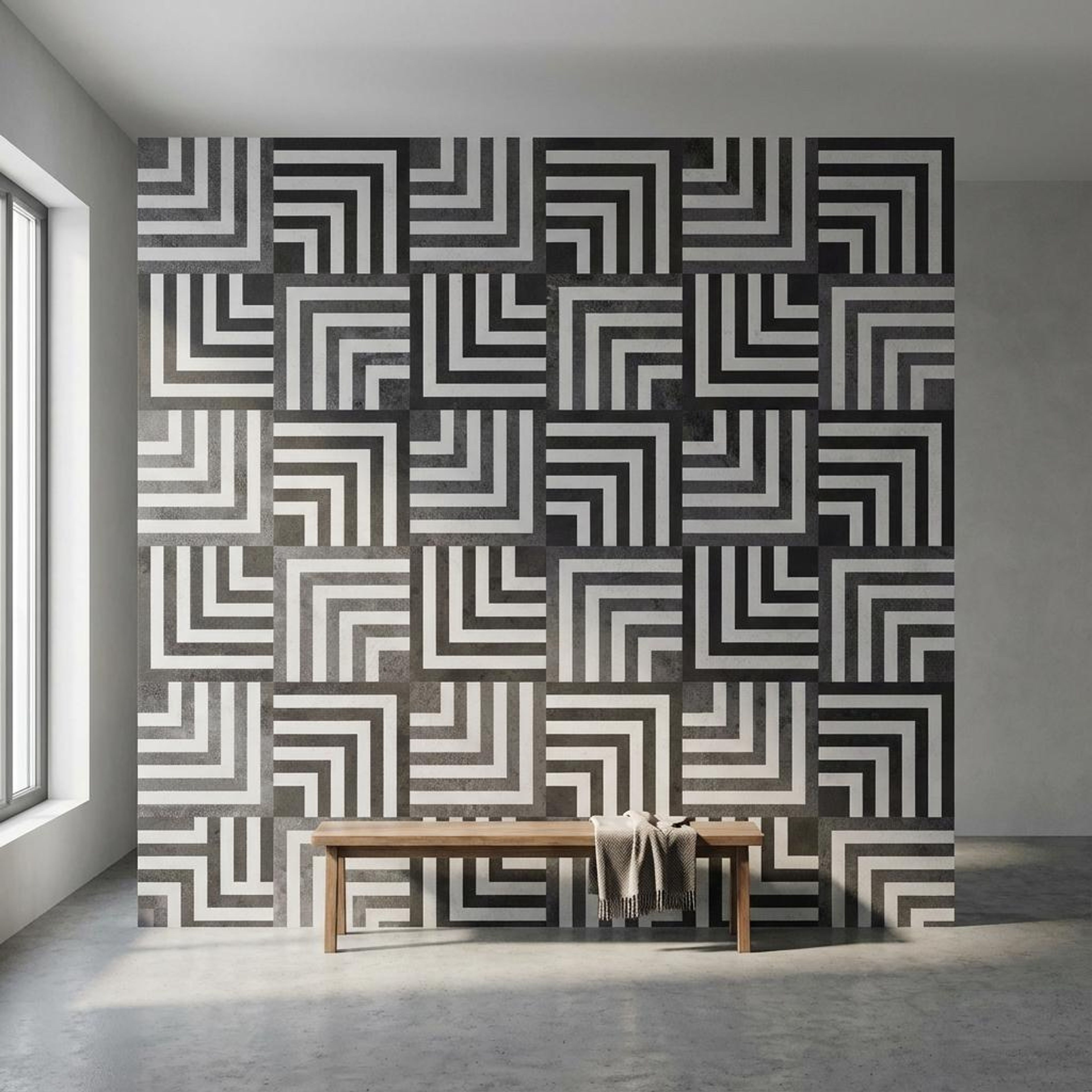Sigma Noir Ornament, Medium Grey, Patterned, Tiles - Vitrified - Full Body, 4 x 2 ft, 9 mm