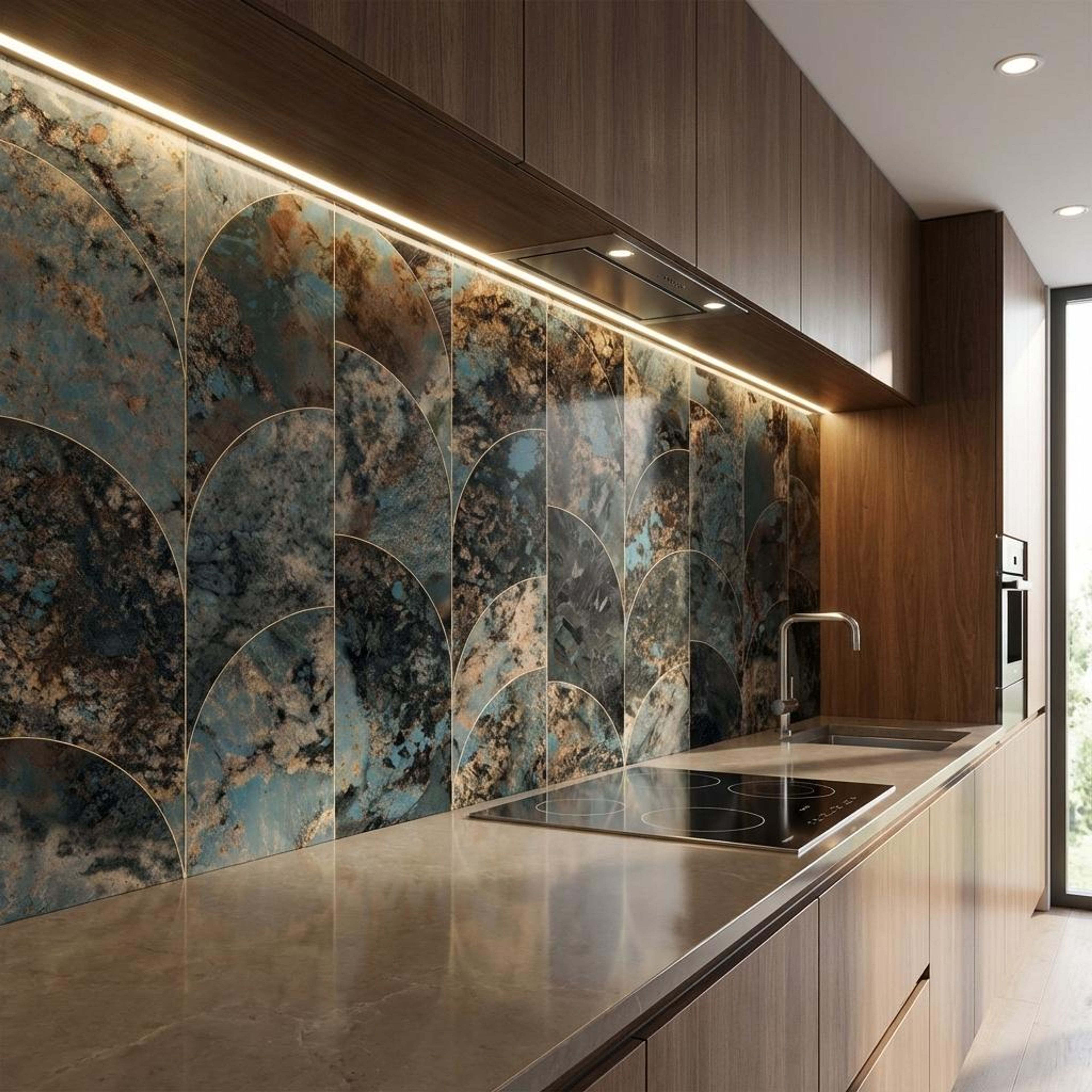 Nocturne Aquamarine, Charcoal, Patterned, Tiles - Vitrified - Full Body, 4 x 2 ft, 9 mm