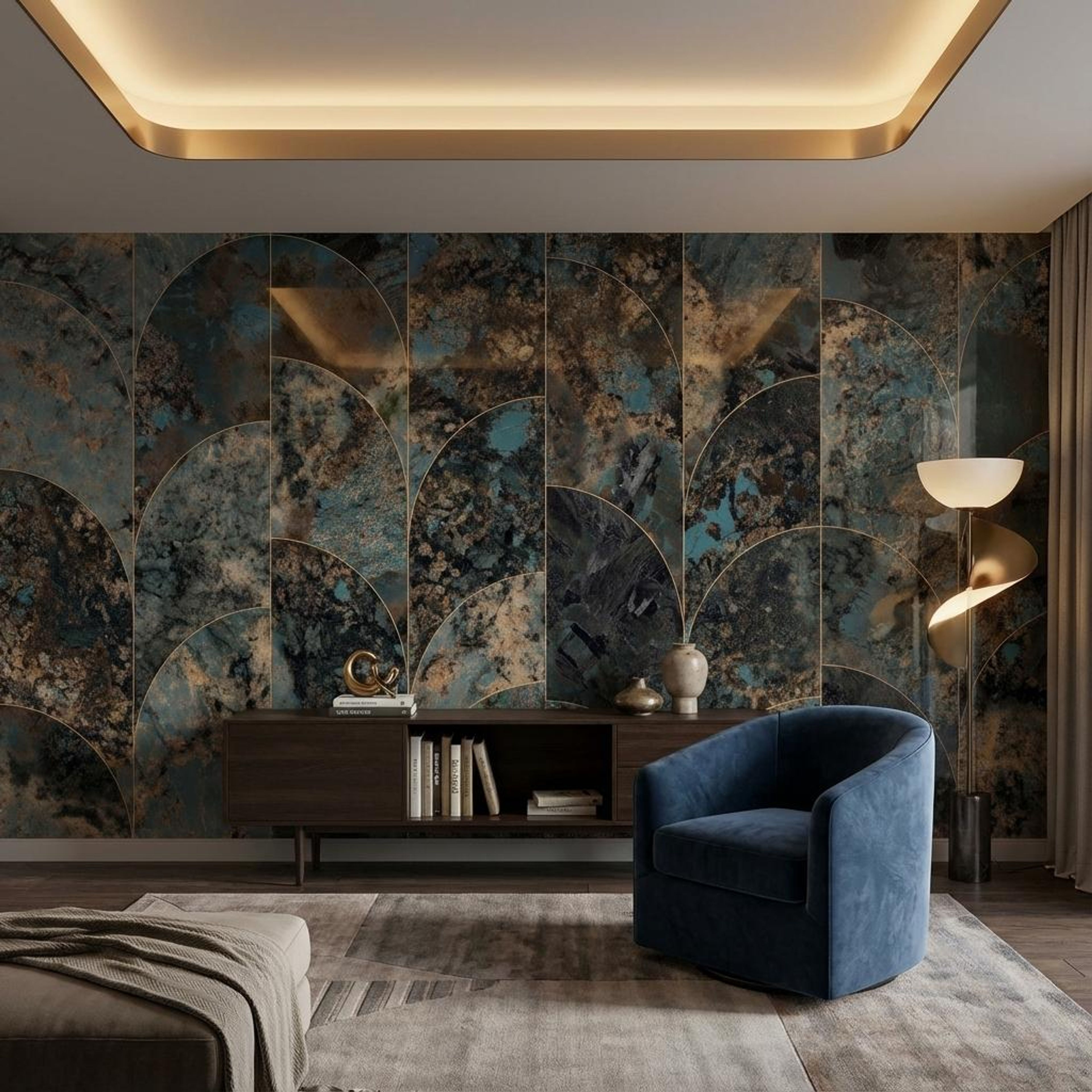 Nocturne Aquamarine, Charcoal, Patterned, Tiles - Vitrified - Full Body, 4 x 2 ft, 9 mm