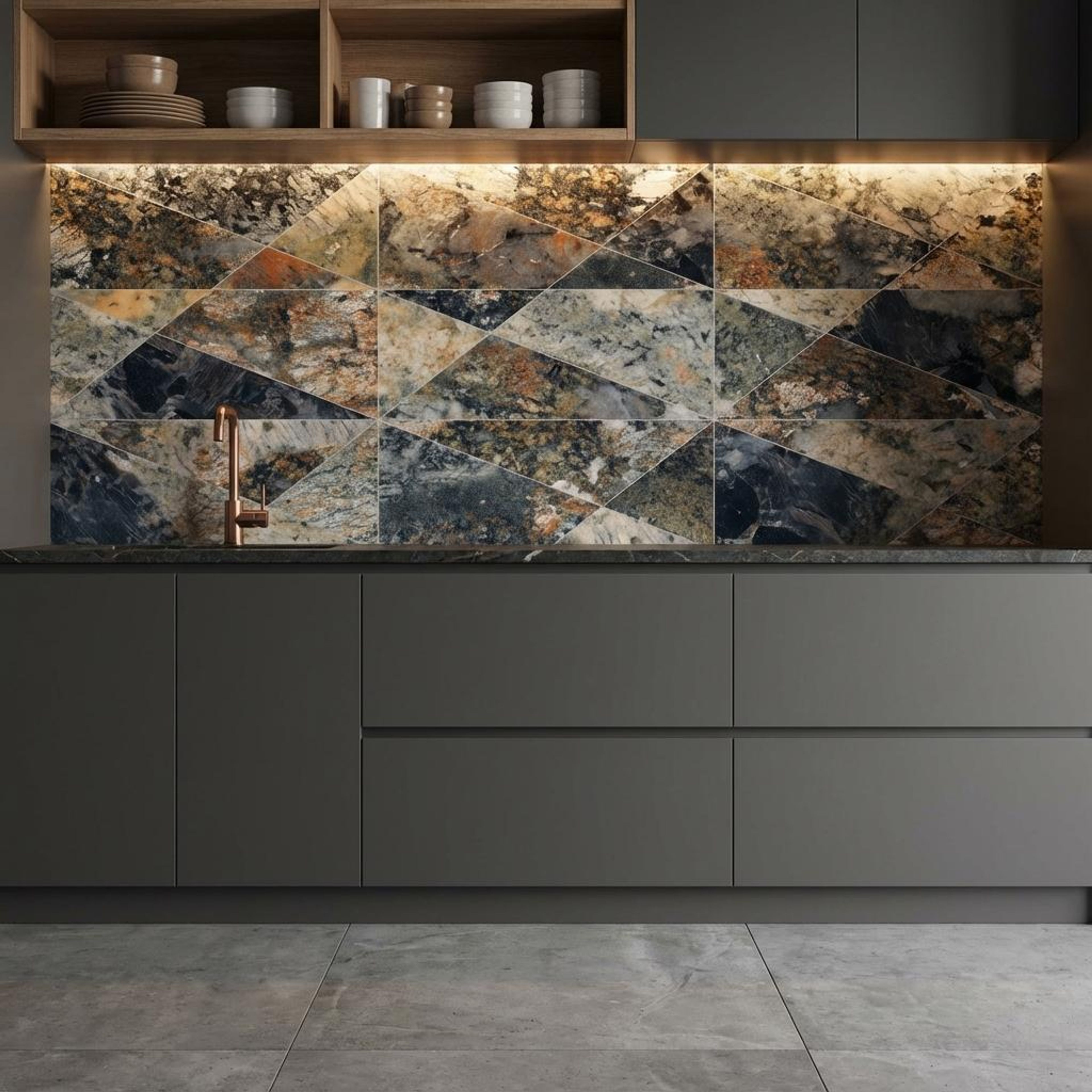 Nocturne Charcoal, Dark Grey, Patterned, Tiles - Vitrified - Full Body, 4 x 2 ft, 9 mm