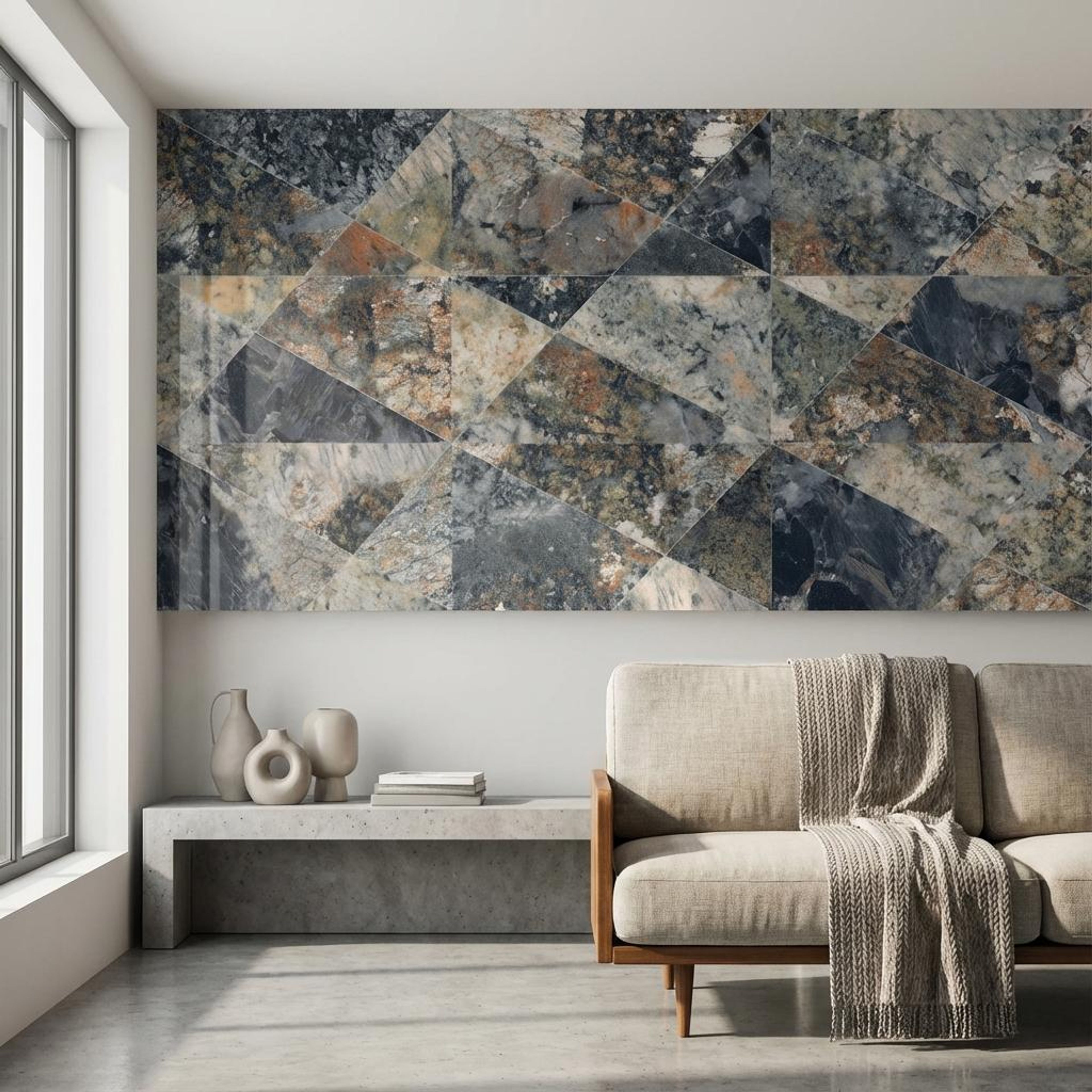 Nocturne Charcoal, Dark Grey, Patterned, Tiles - Vitrified - Full Body, 4 x 2 ft, 9 mm