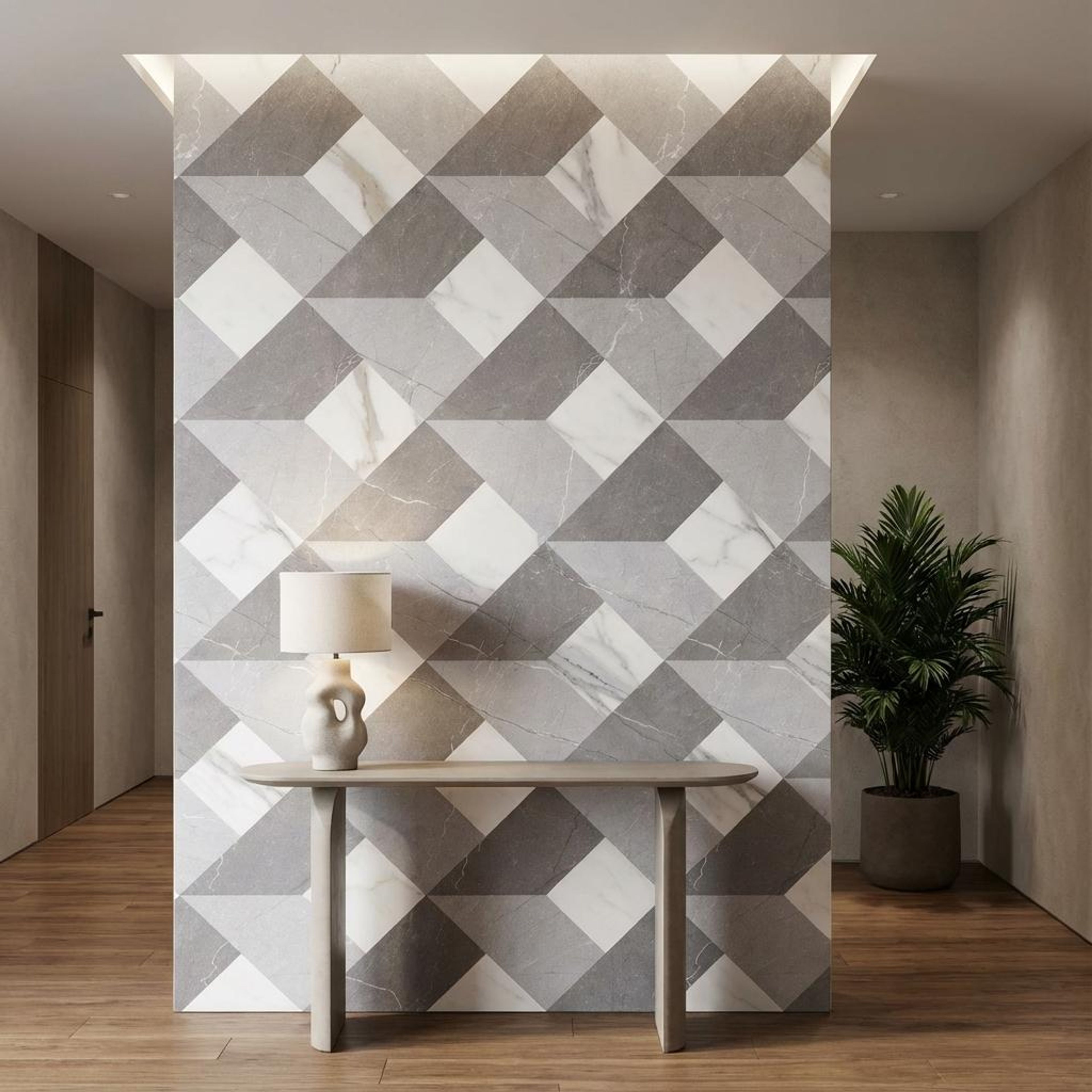 Tuscan Sterling Noir Heritage, Light Grey, Patterned, Tiles - Ceramic, 4 x 2 ft, 8.5 mm