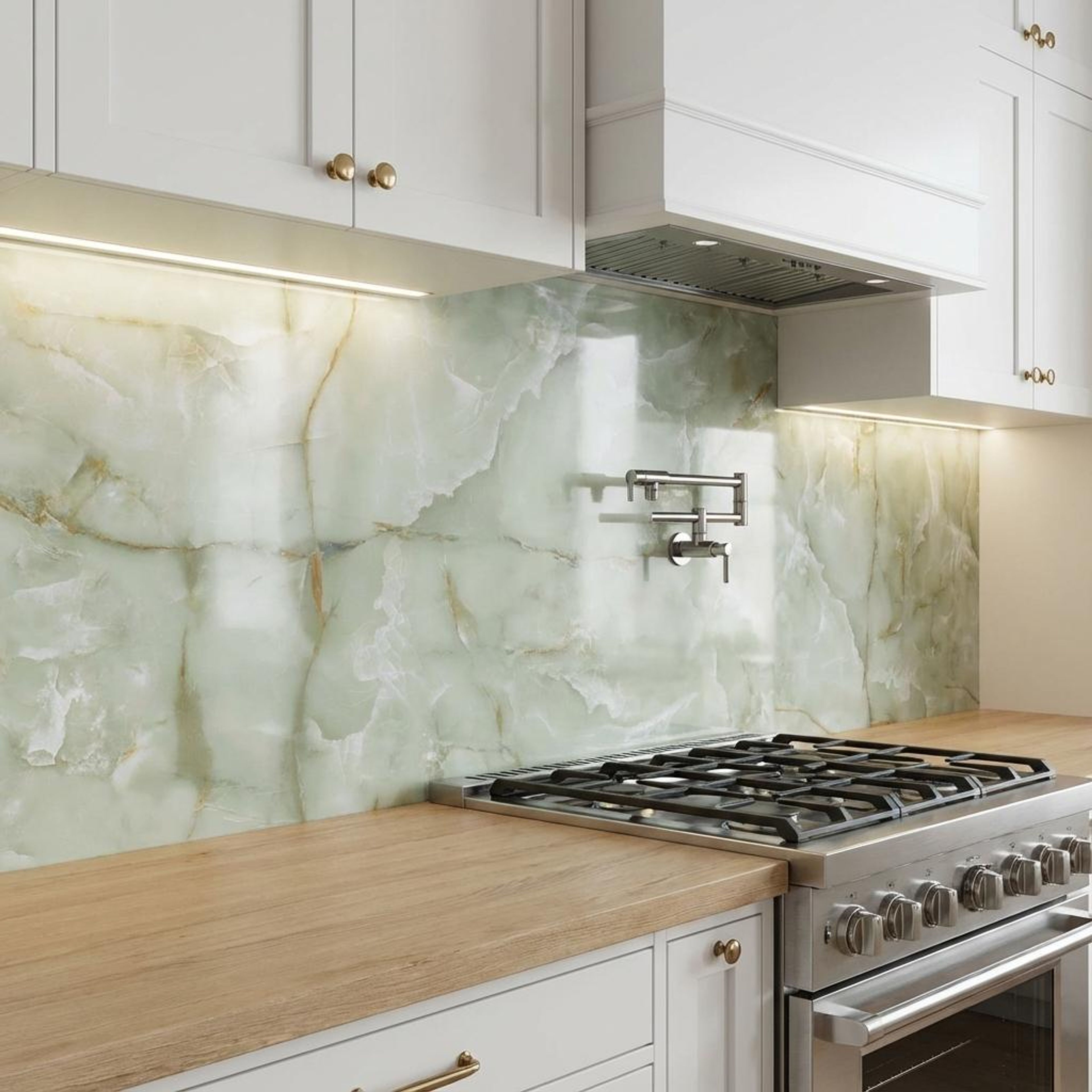 Pistachino Onyx, Light Grey, Marble, Tiles - Ceramic, 4 x 2 ft, 8.5 mm