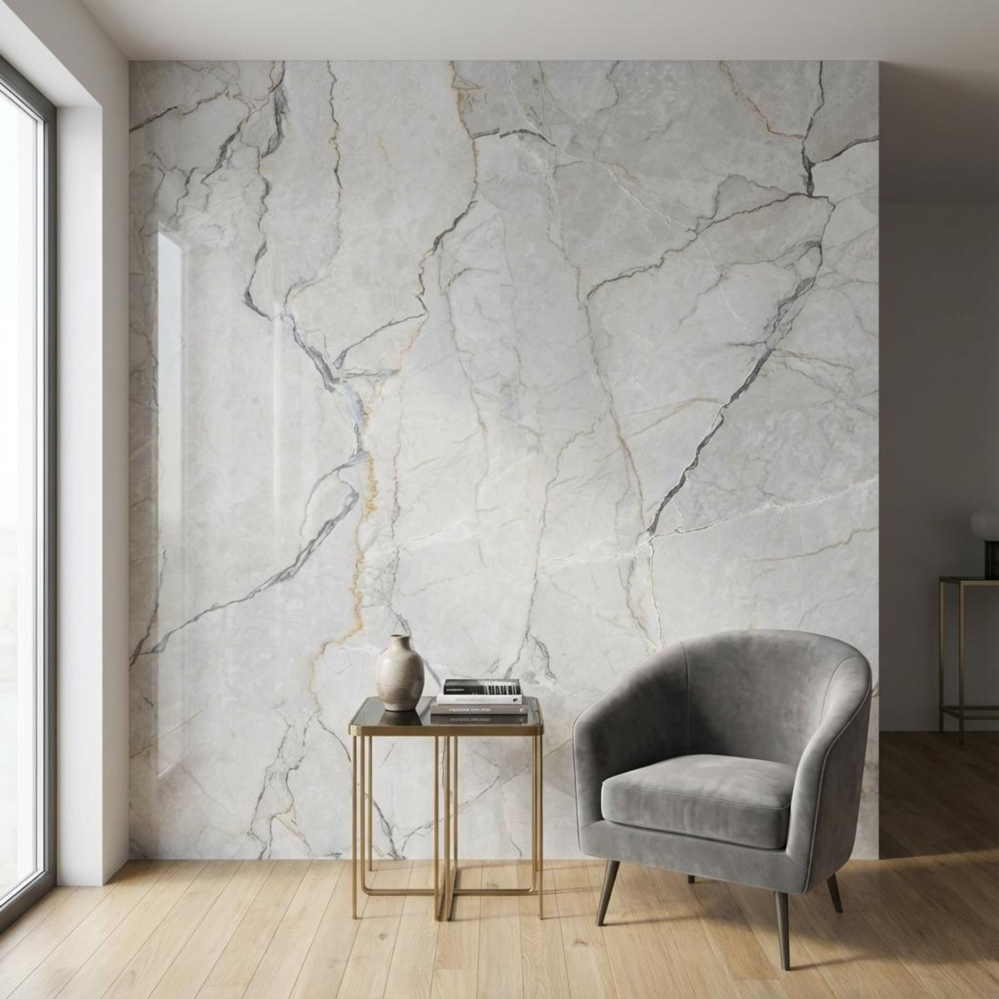 Prestige Sterling Cloud, Light Grey, Marble, Tiles - Ceramic, 4 x 2 ft, 8.5 mm