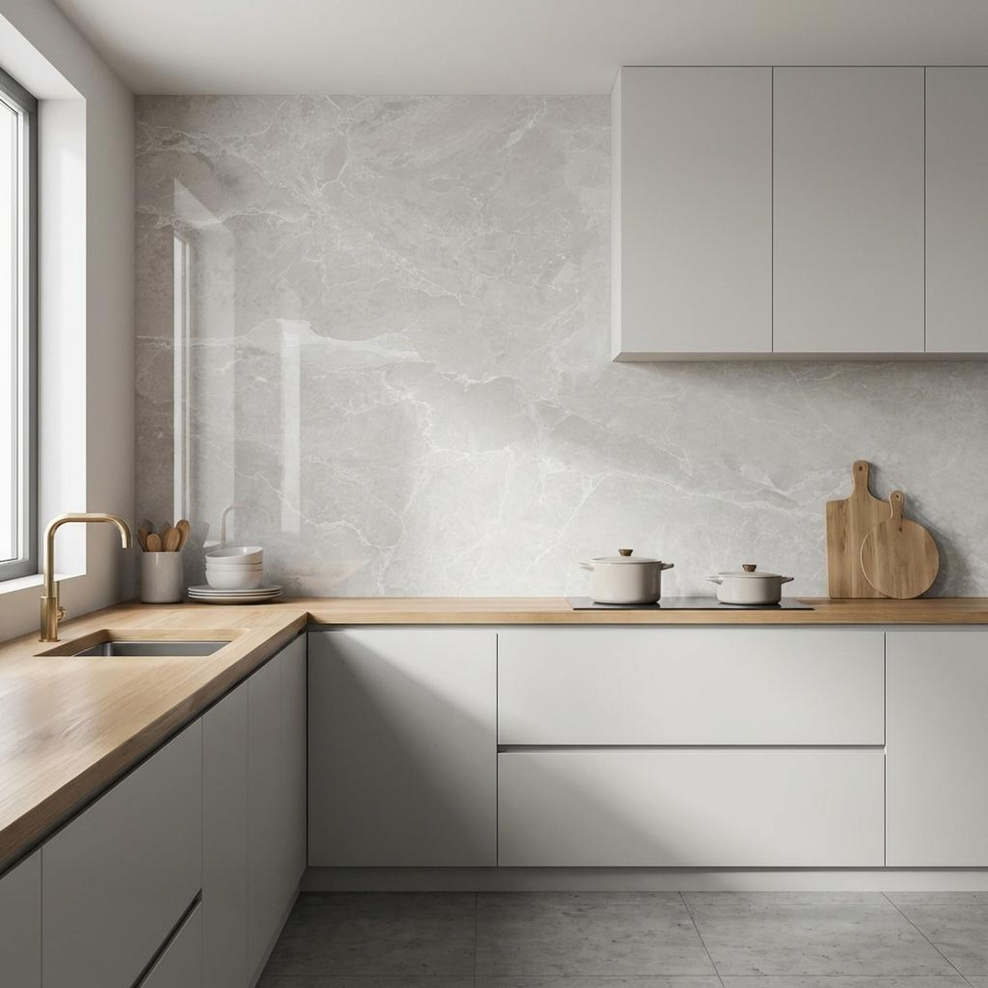 Linsey Blanc Silk, Light Grey, Marble, Tiles - Vitrified - Full Body, 4 x 2 ft, 9 mm