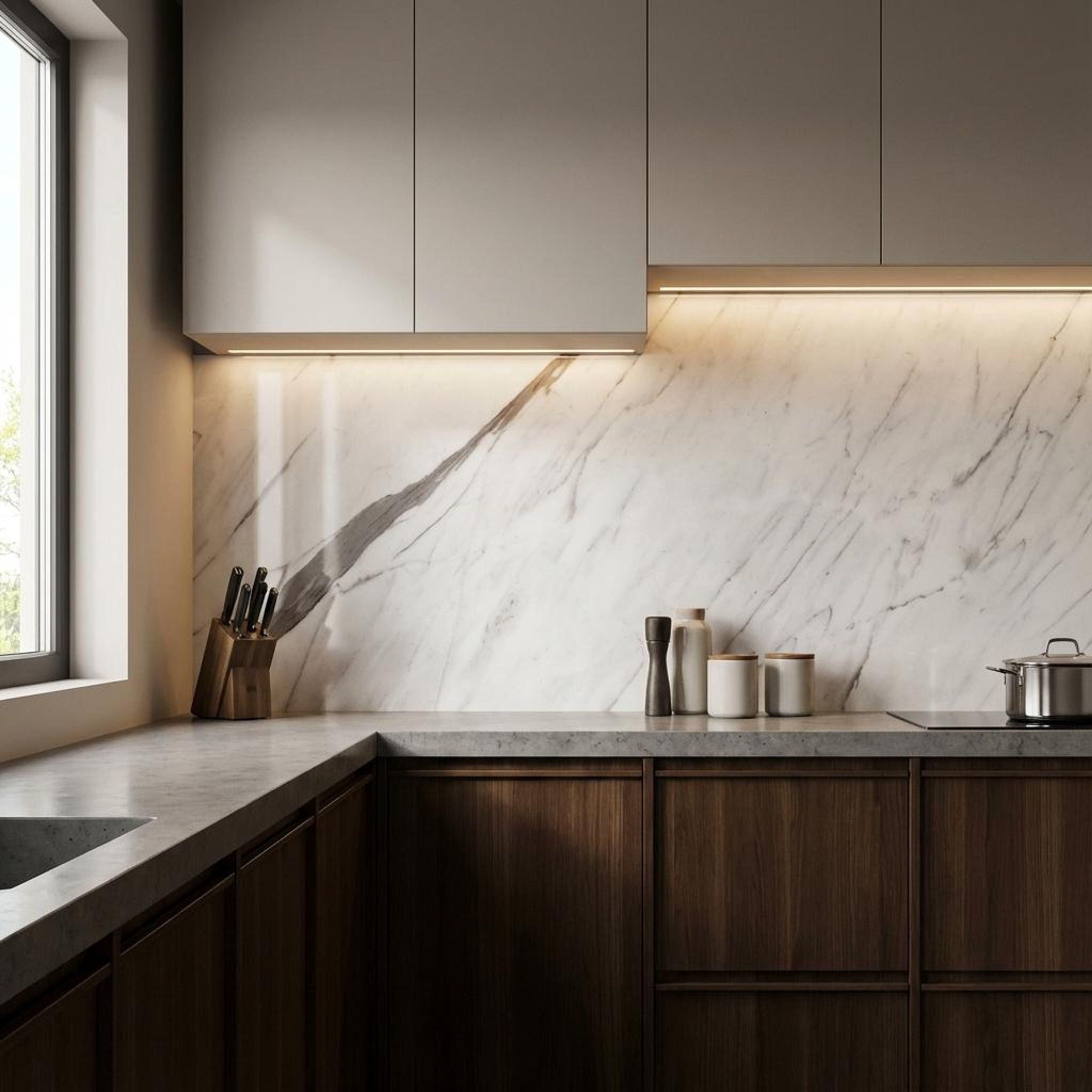 Calacatta Grey, Pure White, Marble, Tiles - Vitrified - Full Body, 4 x 2 ft, 9 mm