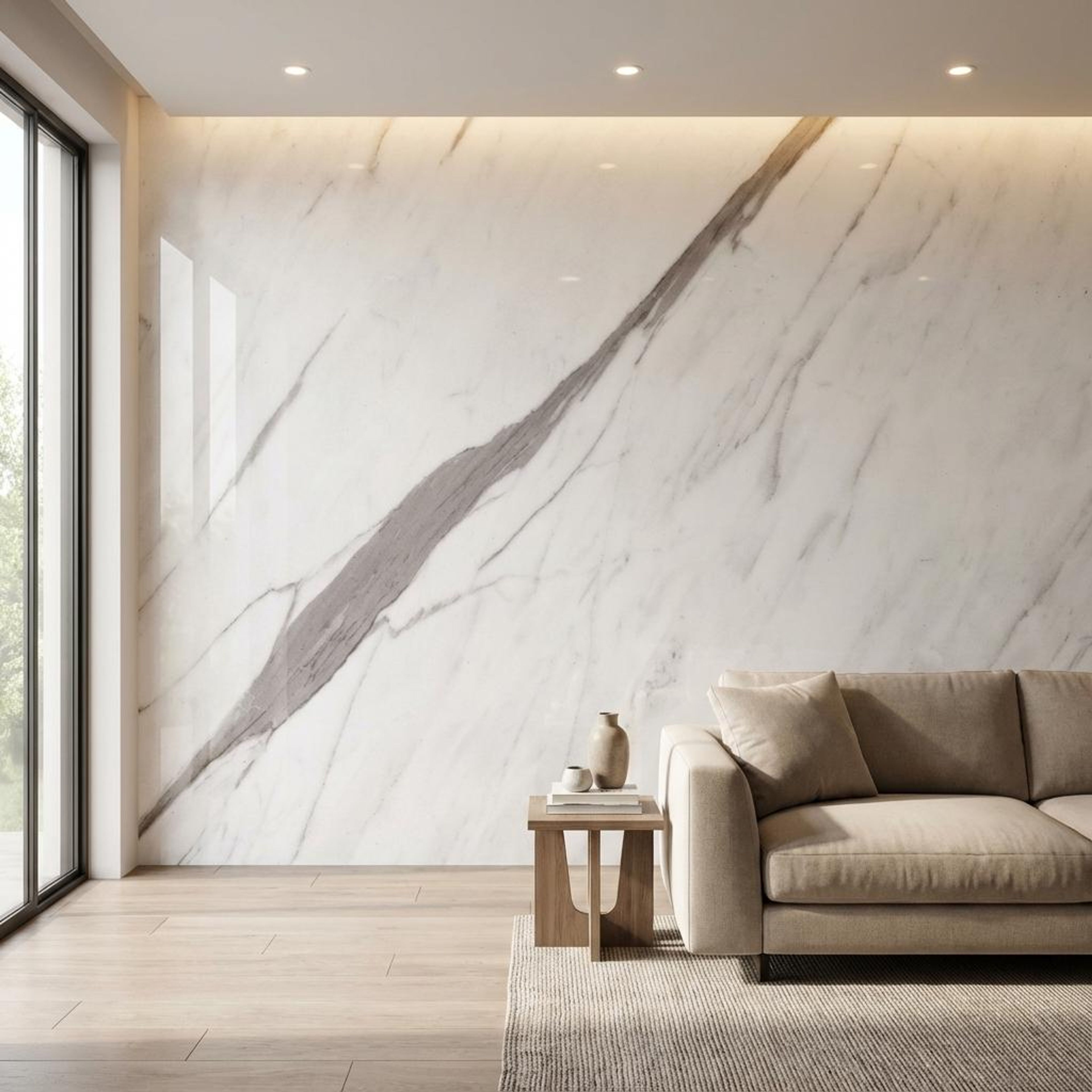 Calacatta Grey, Pure White, Marble, Tiles - Vitrified - Full Body, 4 x 2 ft, 9 mm