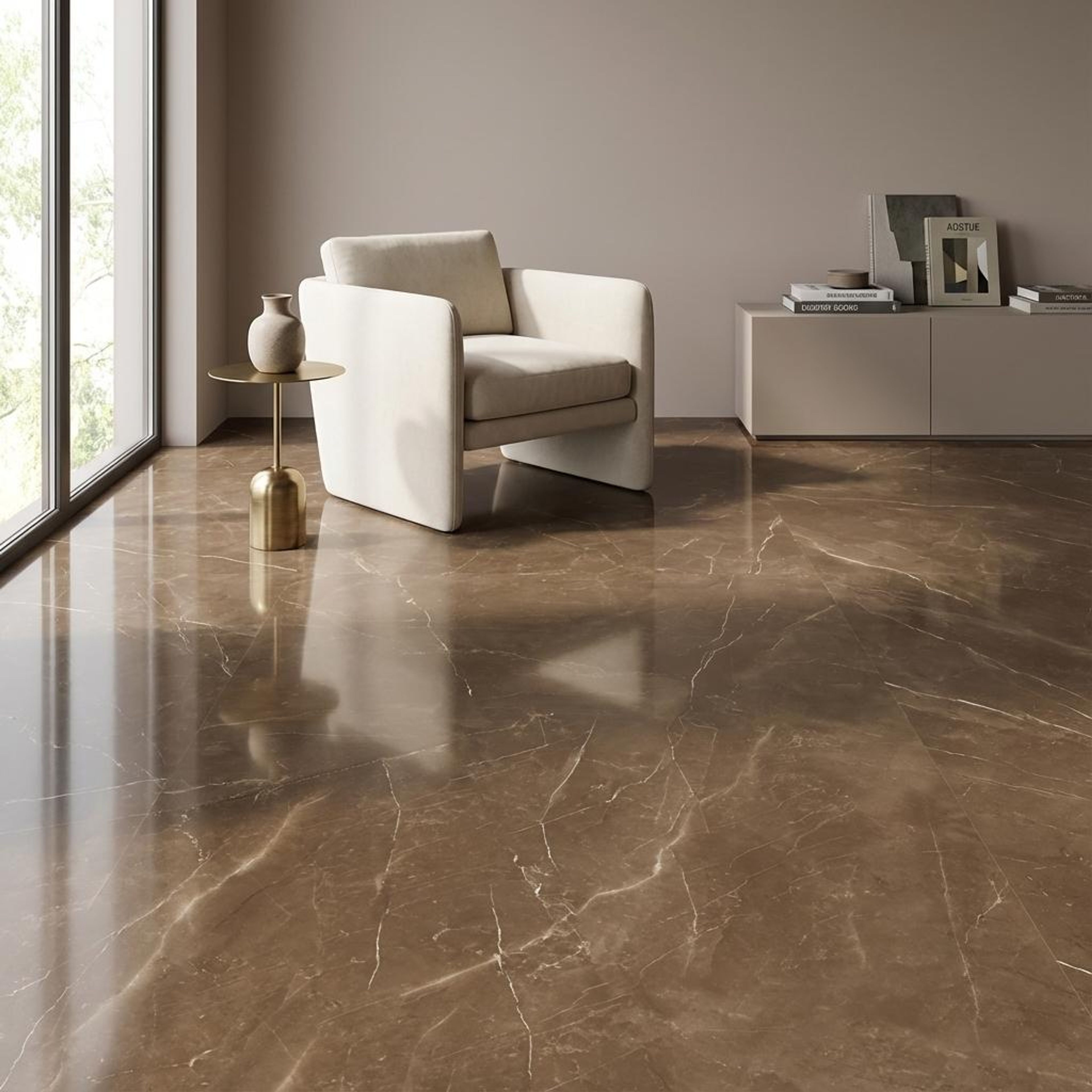 Armani Brown, Dark Brown, Marble, Tiles - Vitrified - Full Body, 5 x 2.5 ft, 9 mm