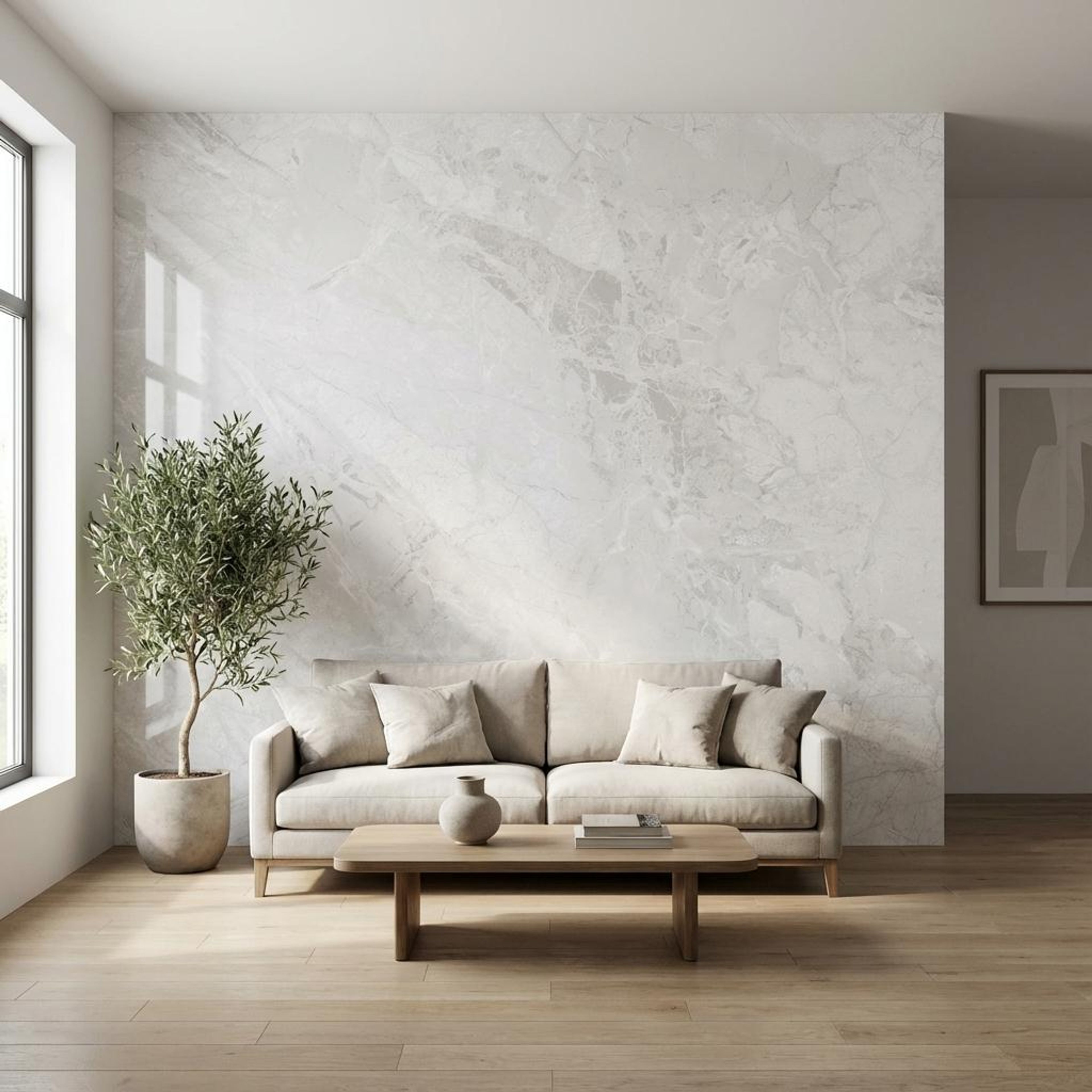 Zibon Sterling Silk, Light Grey, Marble, Tiles - Vitrified - Full Body, 5 x 2.5 ft, 9 mm