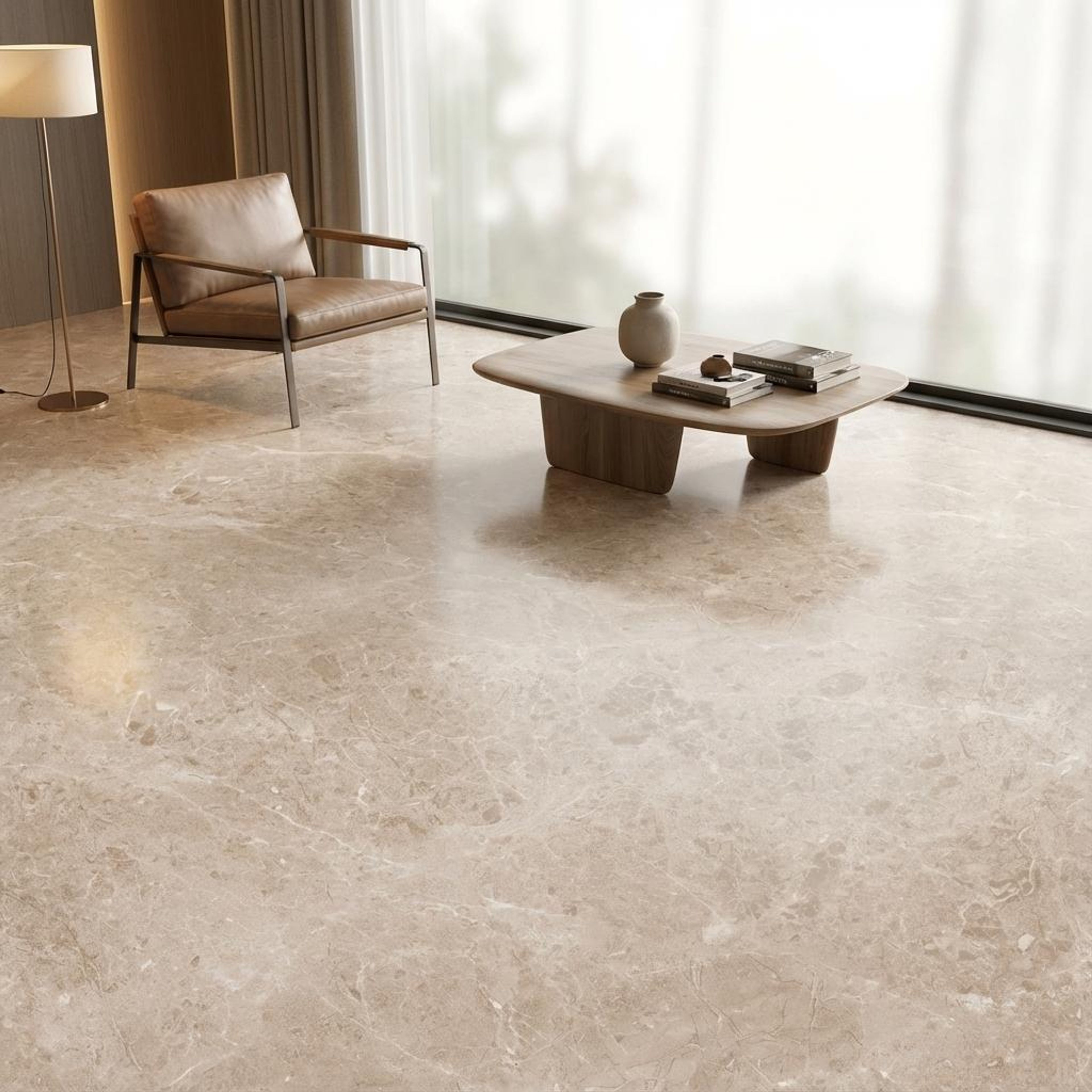Renova Crème Silk, Beige, Marble, Tiles - Vitrified - Full Body, 5 x 2.5 ft, 9 mm