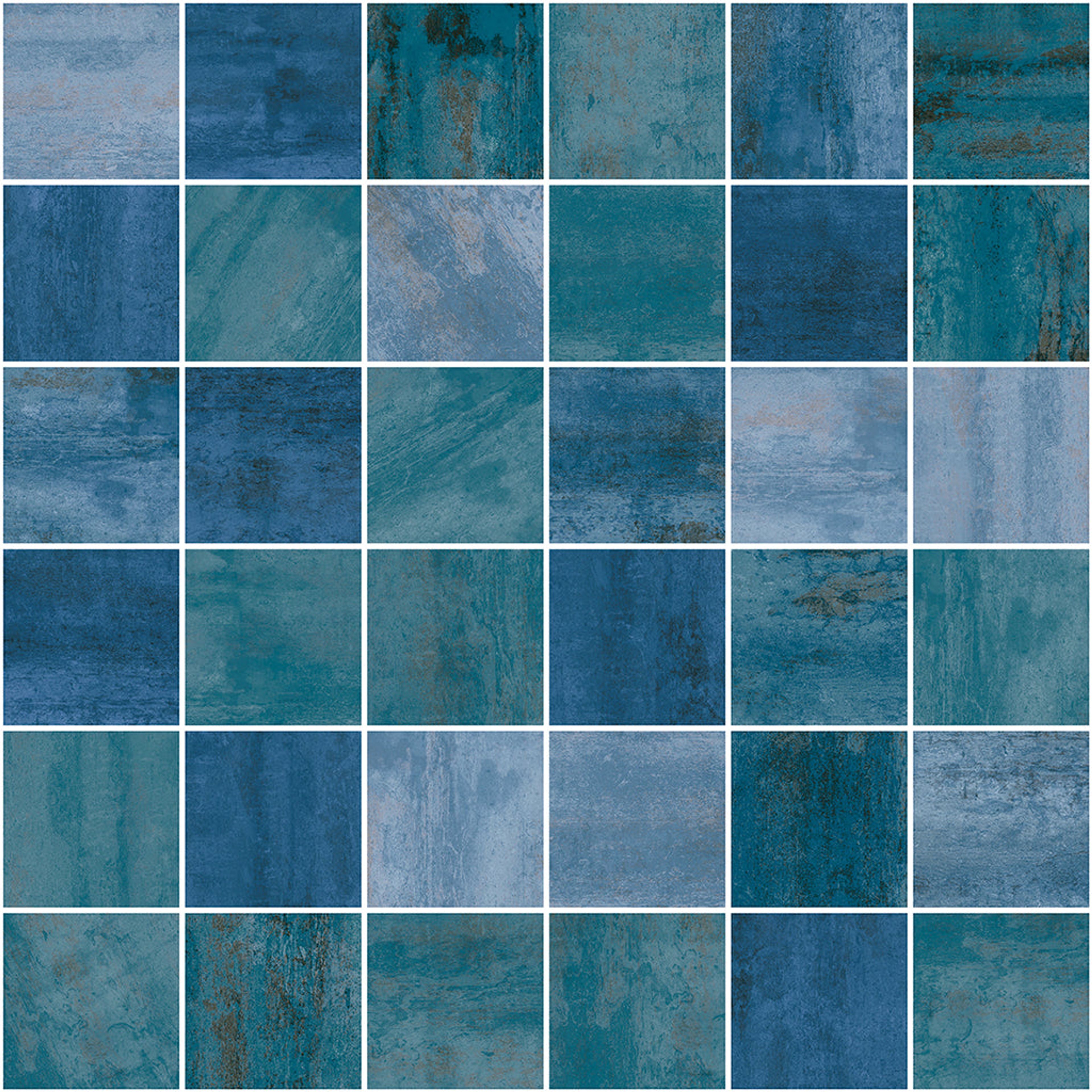 Fenix Clover Mosaic, Navy Blue, Zellige Chips, Tiles - Vitrified - Full Body, 1 x 1 ft, 9 mm