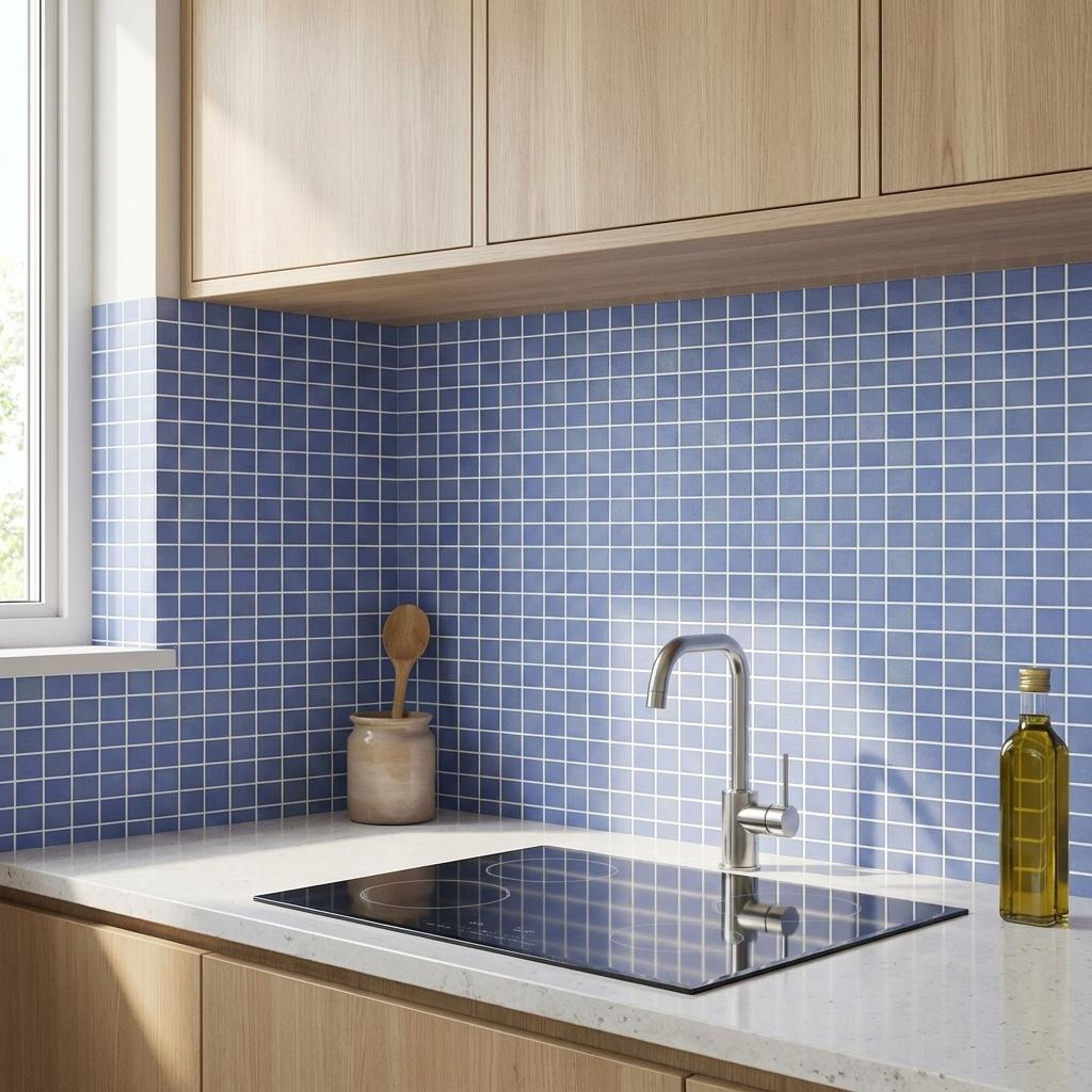 Ester Sapphire Terrazzo, Blue, Zellige Chips, Tiles - Vitrified - Full Body, 1 x 1 ft, 9 mm