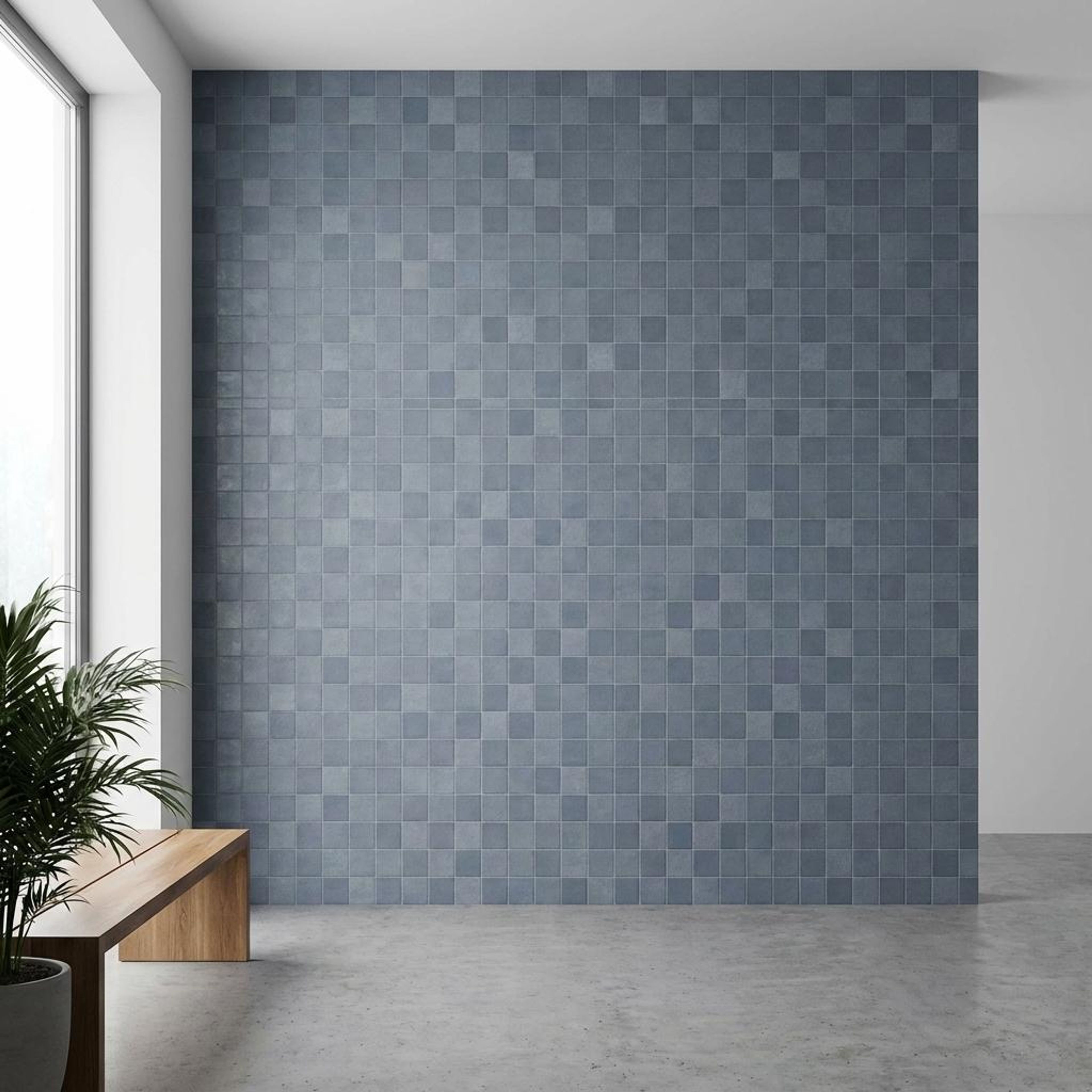 Ester Slate Mosaic, Medium Grey, Zellige Chips, Tiles - Vitrified - Full Body, 1 x 1 ft, 9 mm