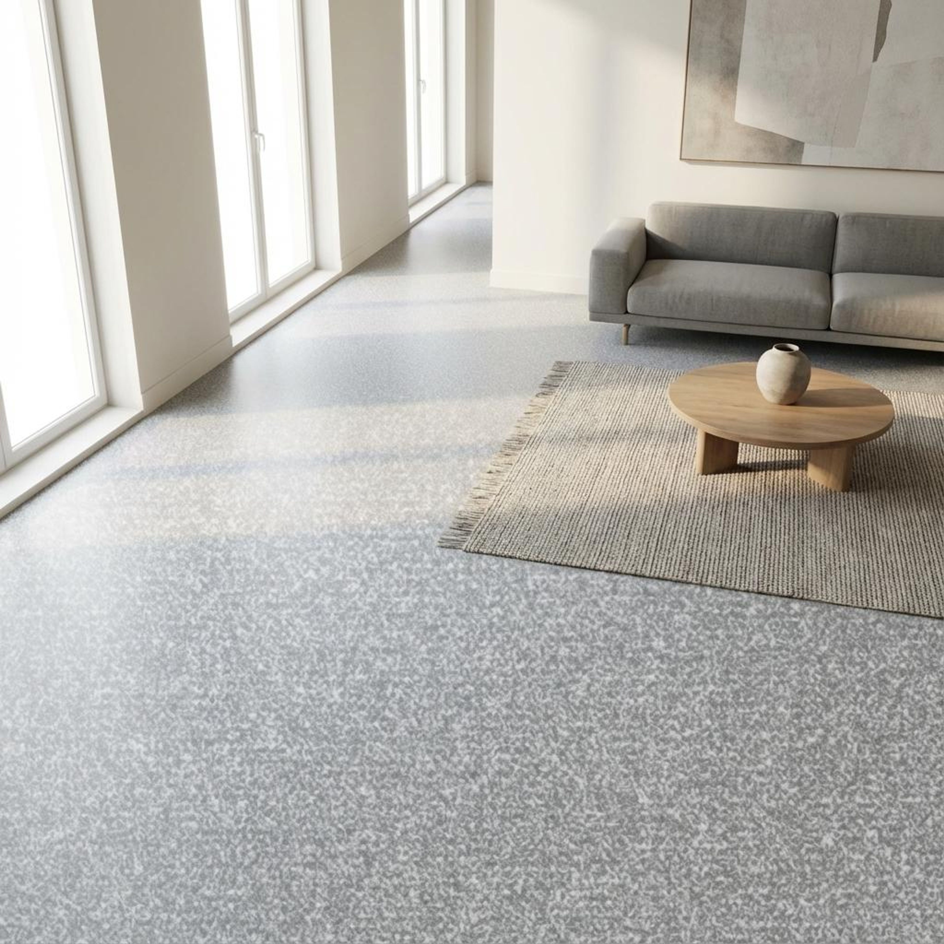 Jasper Sterling Terrazzo, Light Grey, Zellige Chips, Tiles - Vitrified - Full Body, 1 x 1 ft, 9 mm