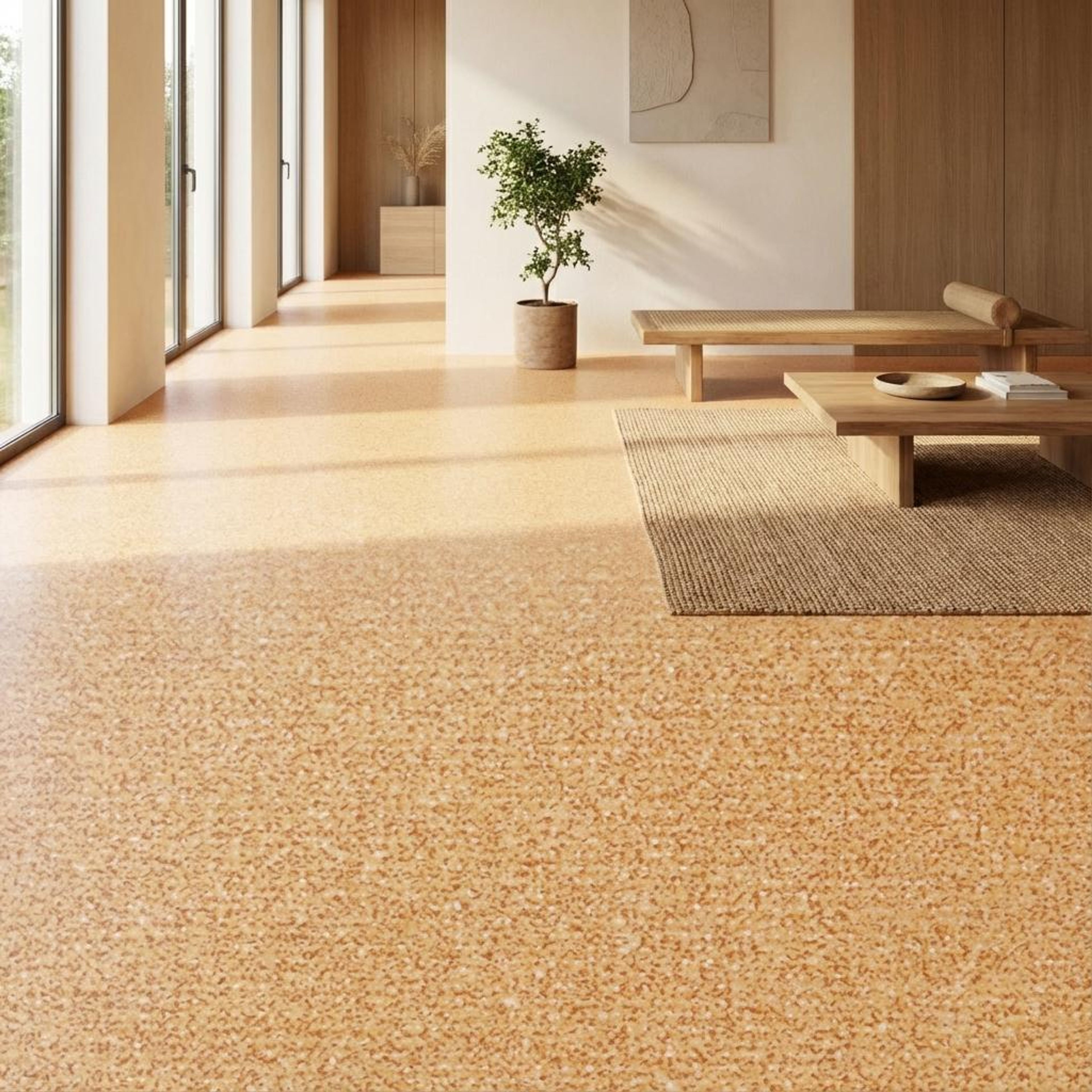Jasper Amber Terrazzo, Terracotta, Zellige Chips, Tiles - Vitrified - Full Body, 1 x 1 ft, 9 mm