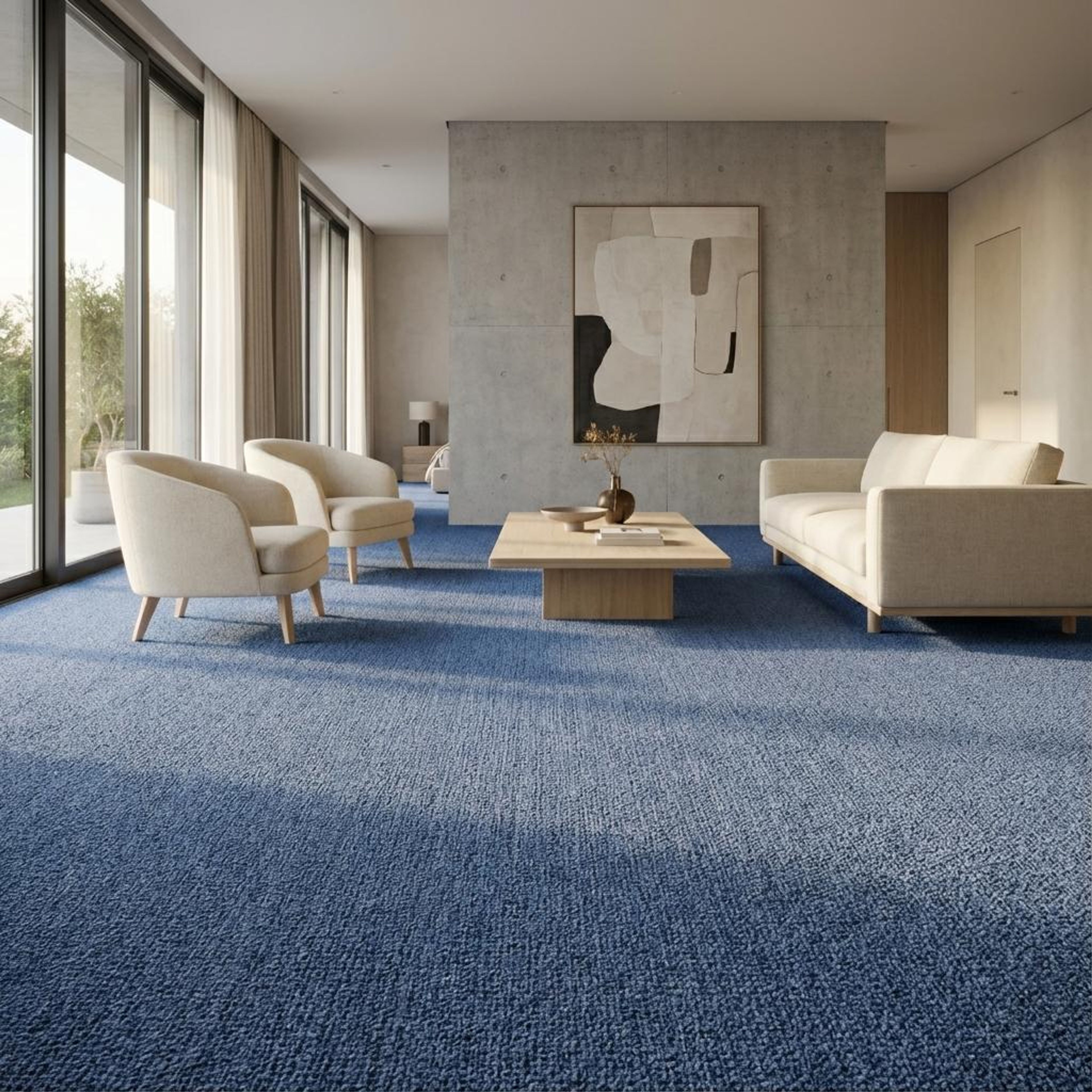 Jasper Sterling Terrazzo, Blue, Zellige Chips, Tiles - Vitrified - Full Body, 1 x 1 ft, 9 mm