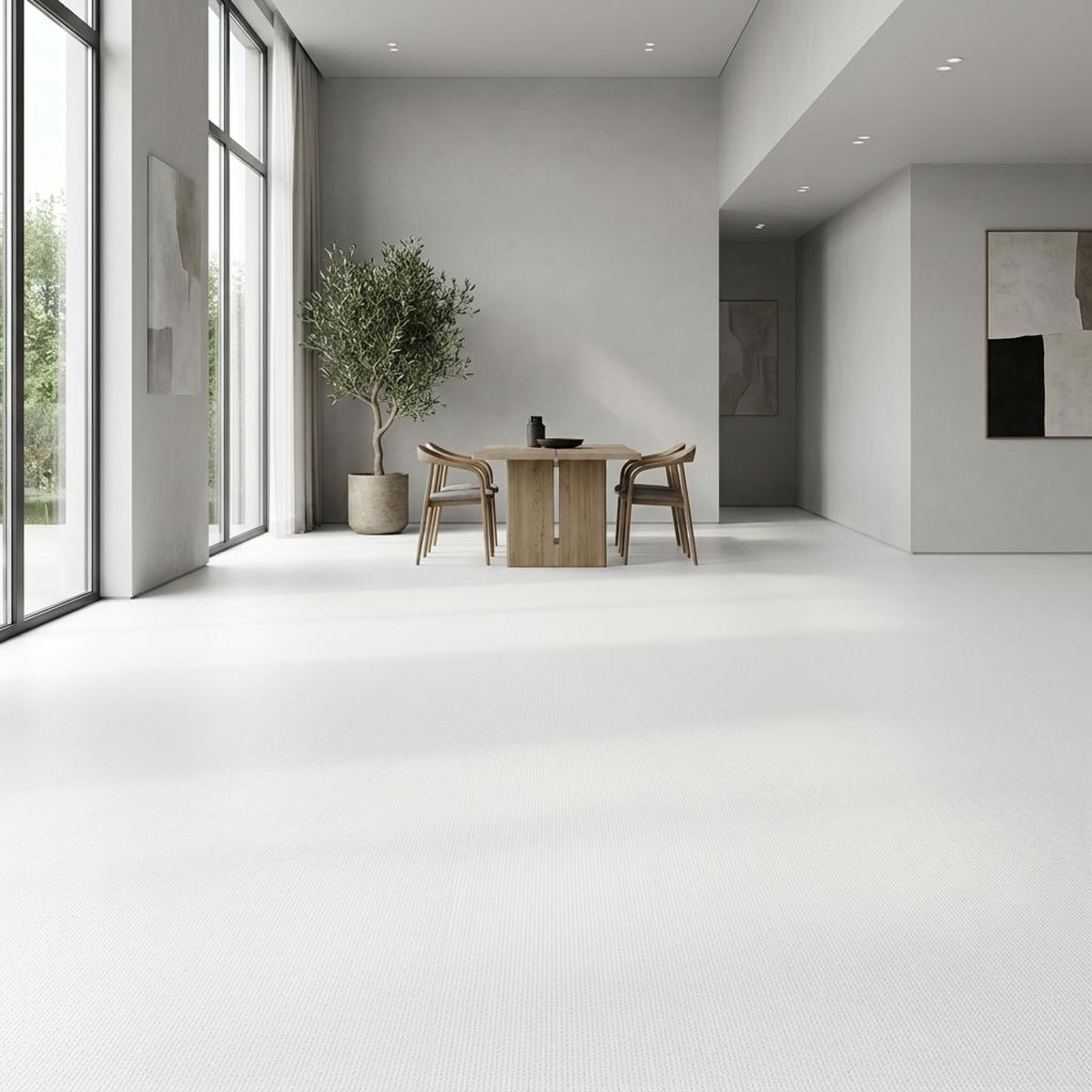 Jasper Bianco Terrazzo, Pure White, Zellige Chips, Tiles - Vitrified - Full Body, 1 x 1 ft, 9 mm