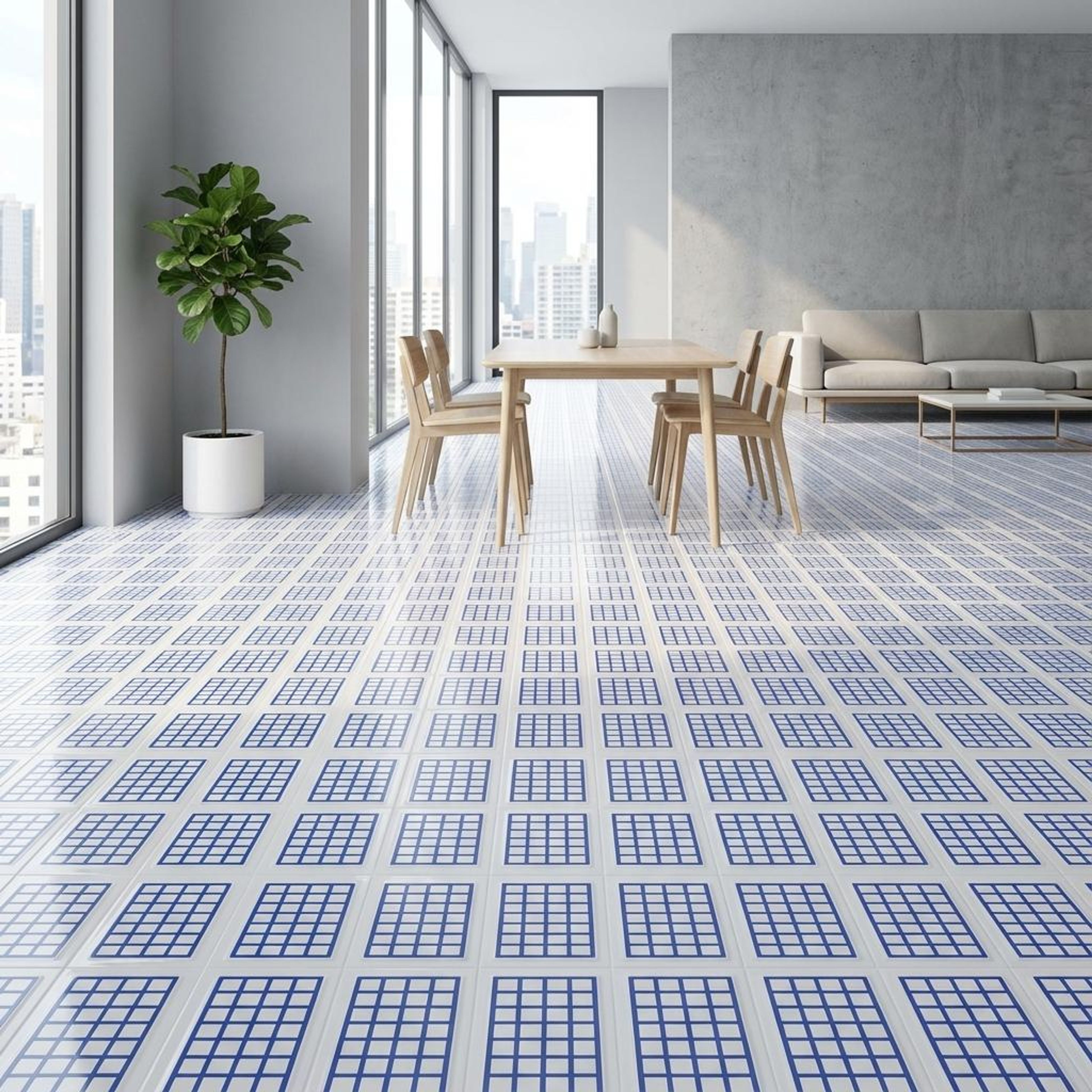 Jasper Azure Mosaic, Light Grey, Zellige Chips, Tiles - Vitrified - Full Body, 1 x 1 ft, 9 mm