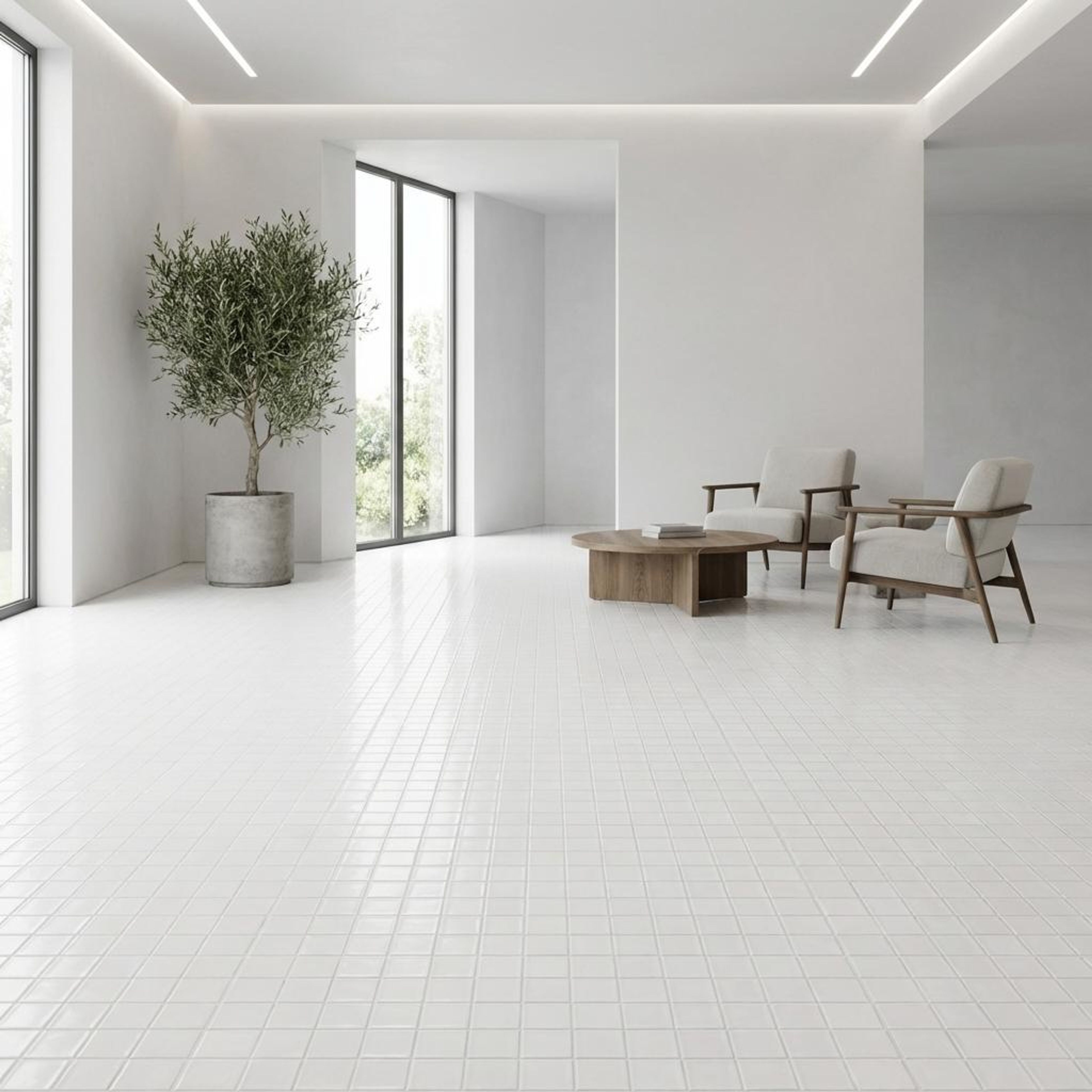 Bolognese Pearl Terrazzo, Pure White, Zellige Chips, Tiles - Vitrified - Full Body, 1 x 1 ft, 9 mm