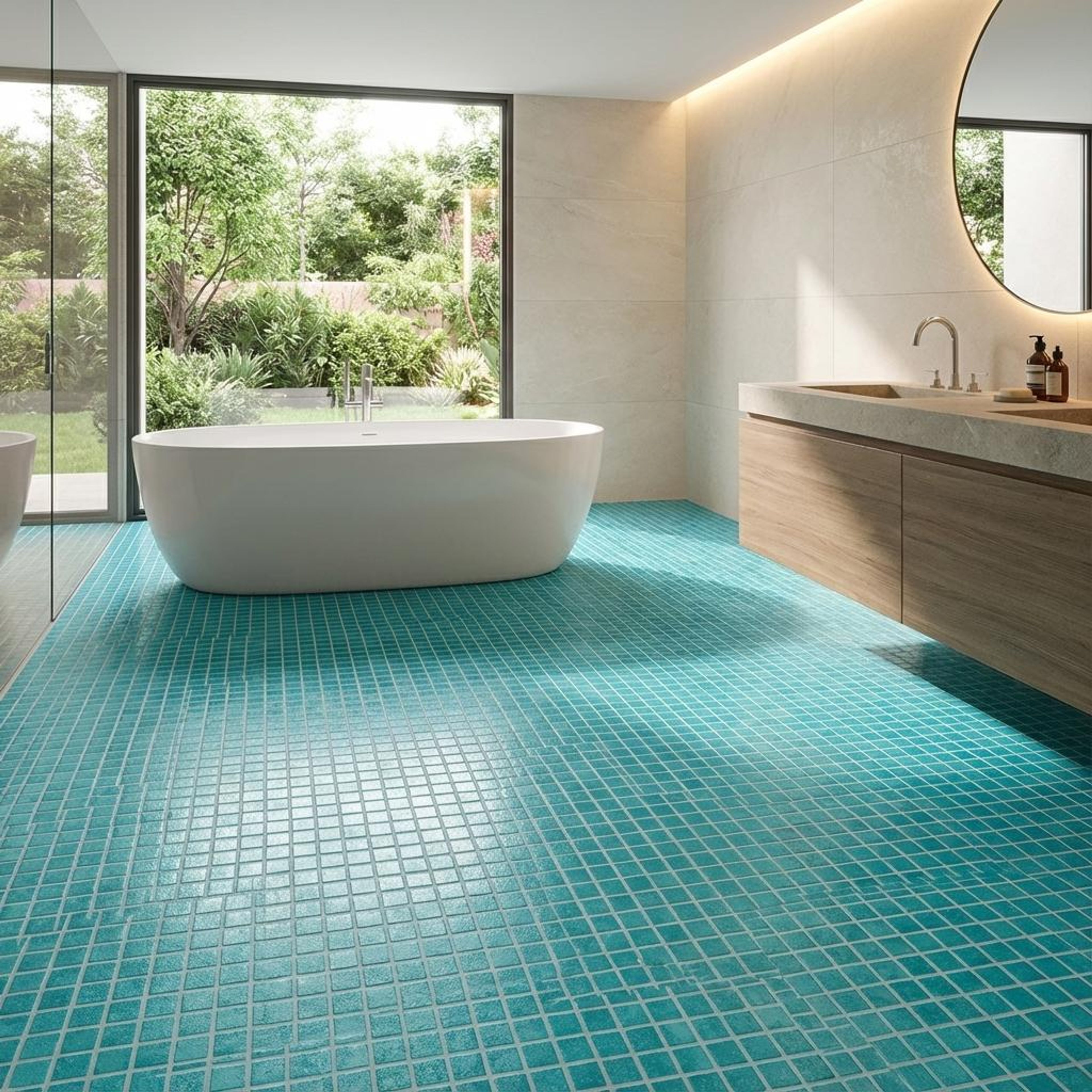 Milanese Sterling Mosaic, Blue, Zellige Chips, Tiles - Vitrified - Full Body, 1 x 1 ft, 9 mm
