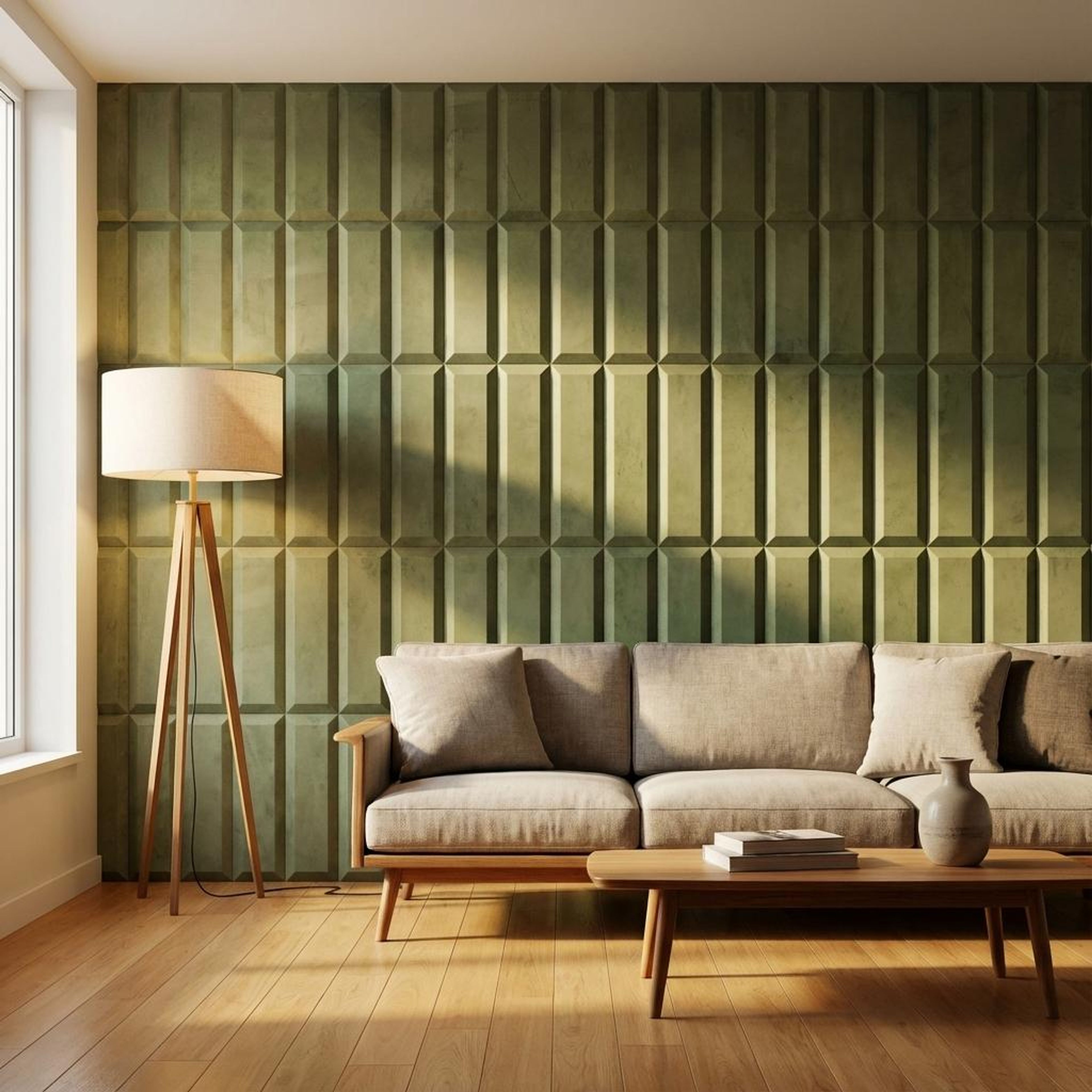Harmony Haven, Olive Green, Subway, Tiles - Ceramic, 1 x 1 ft, 7 mm