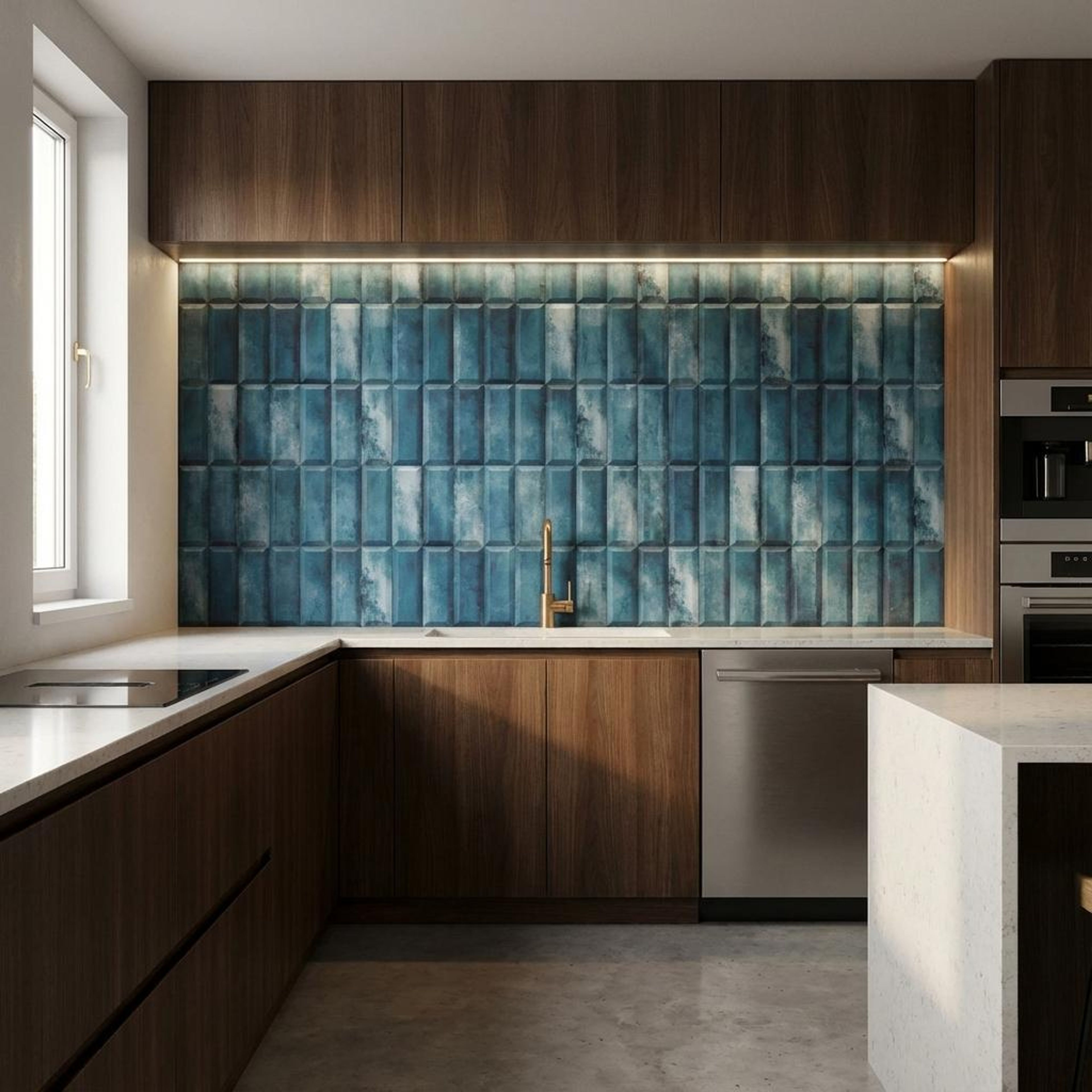 Harmony Haven, Blue, Subway, Tiles - Ceramic, 1 x 1 ft, 7 mm